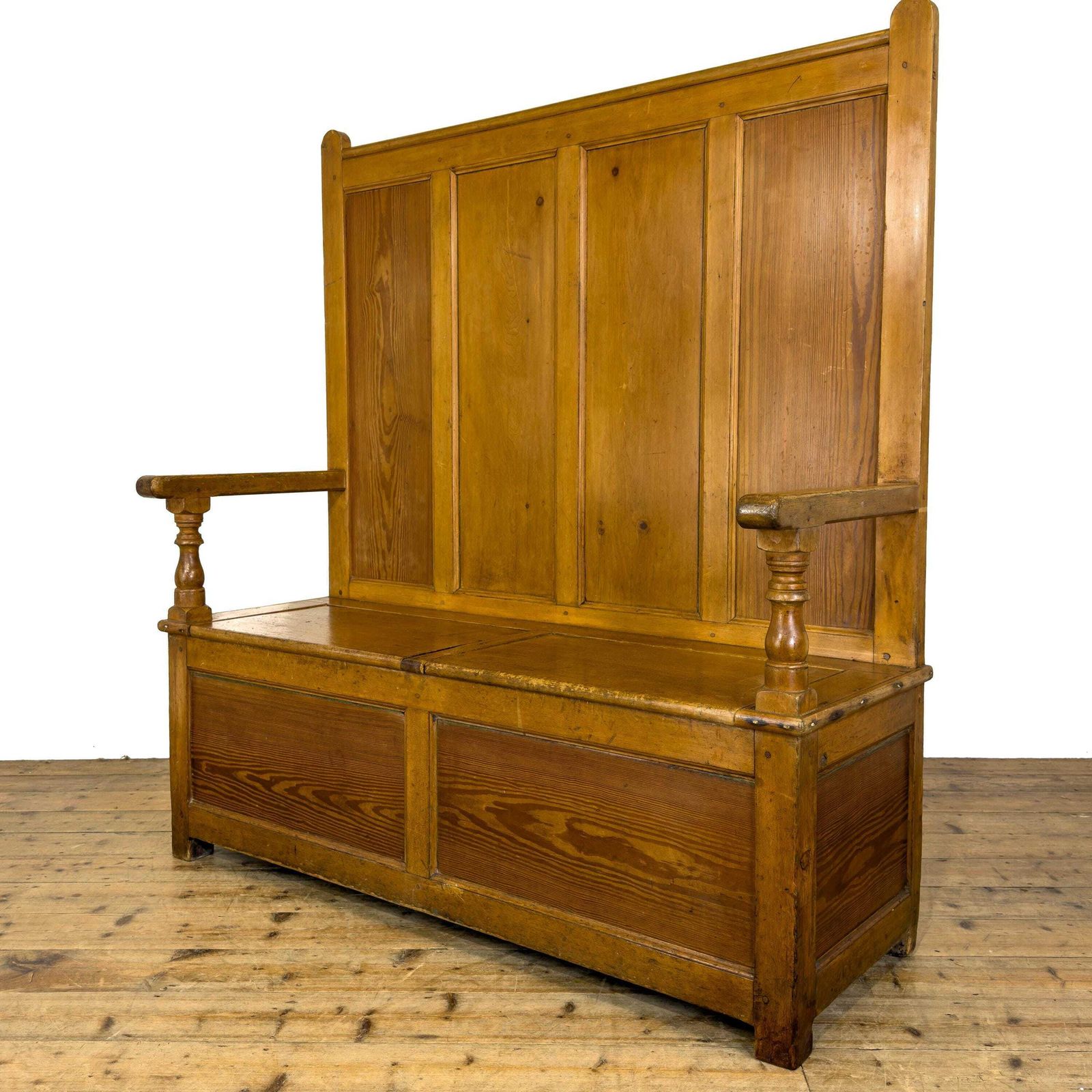 Antique Country Pine Settle Bench | Rustic Furniture | Rustic Bench | Rustic Settle | Pine Furniture photo furniture