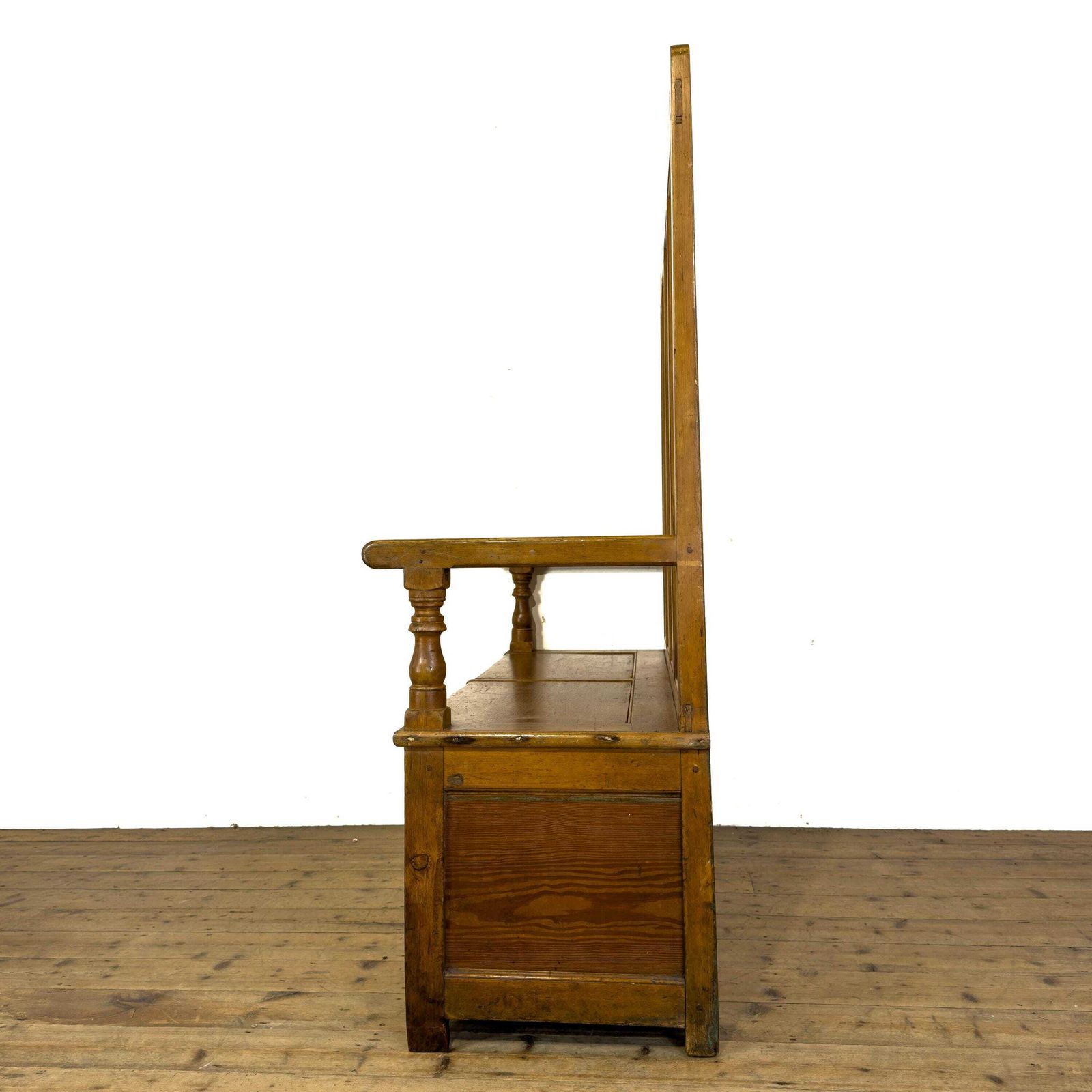 Antique Country Pine Settle Bench | Rustic Furniture | Rustic Bench | Rustic Settle | Pine Furniture photo Furniture