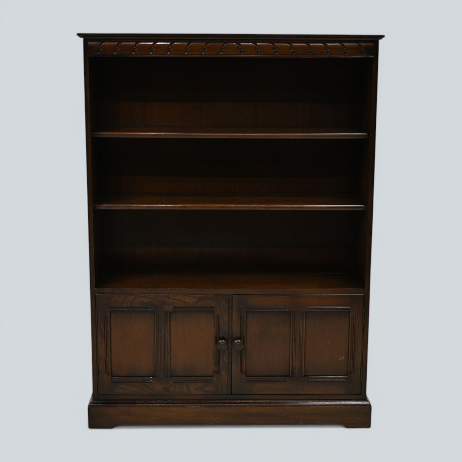 Ercol Wide Medium Bookcase 2 Shelves Dark Finish Free Uk Delivery* photo furniture