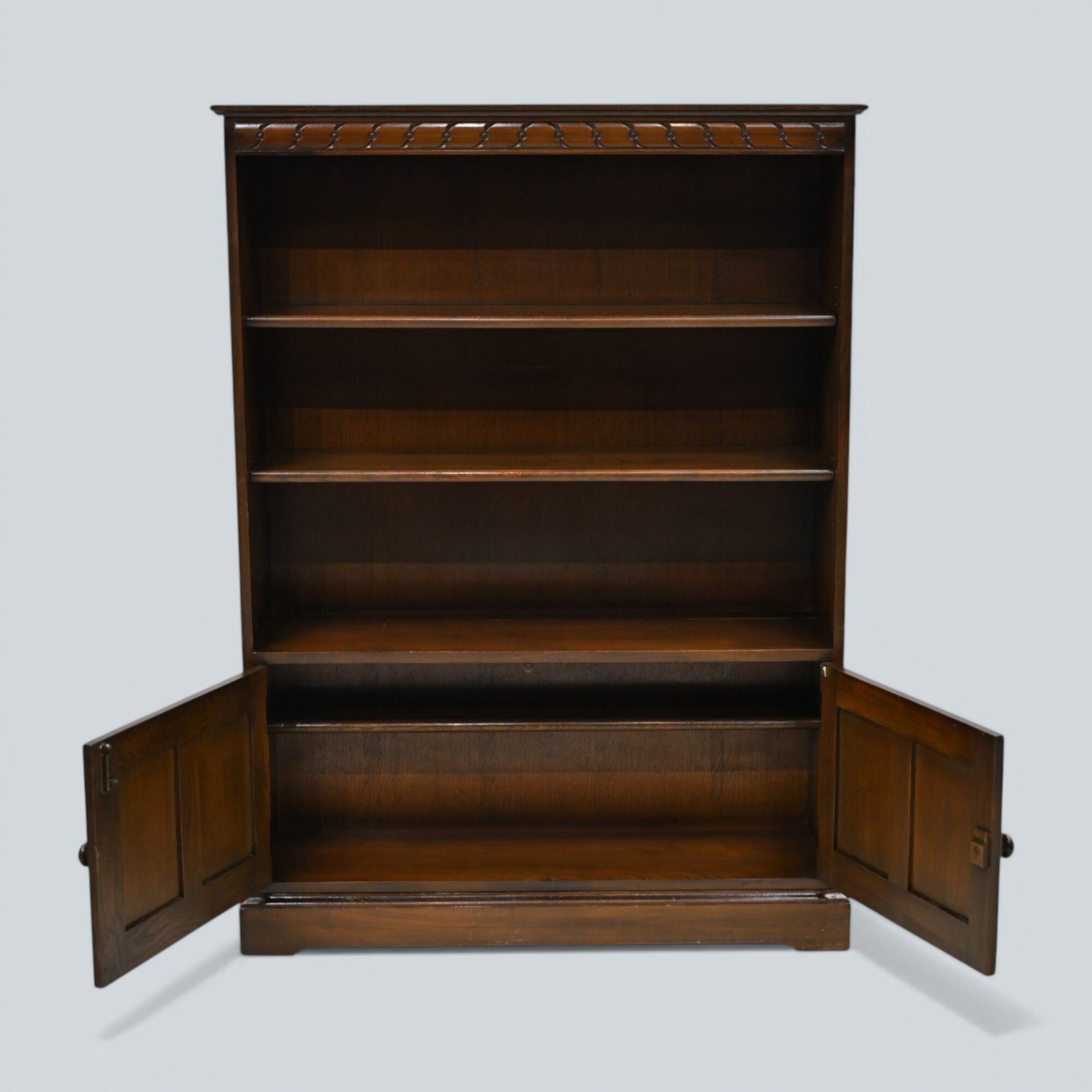 photo furniture Ercol Wide Medium Bookcase 2 Shelves Dark Finish Free Uk Delivery*