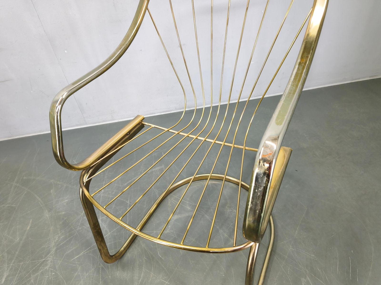 1679.0 Set Of 5 Gastone Rinaldi Brass Dining Chairs For Rima, Italy 1970s photo