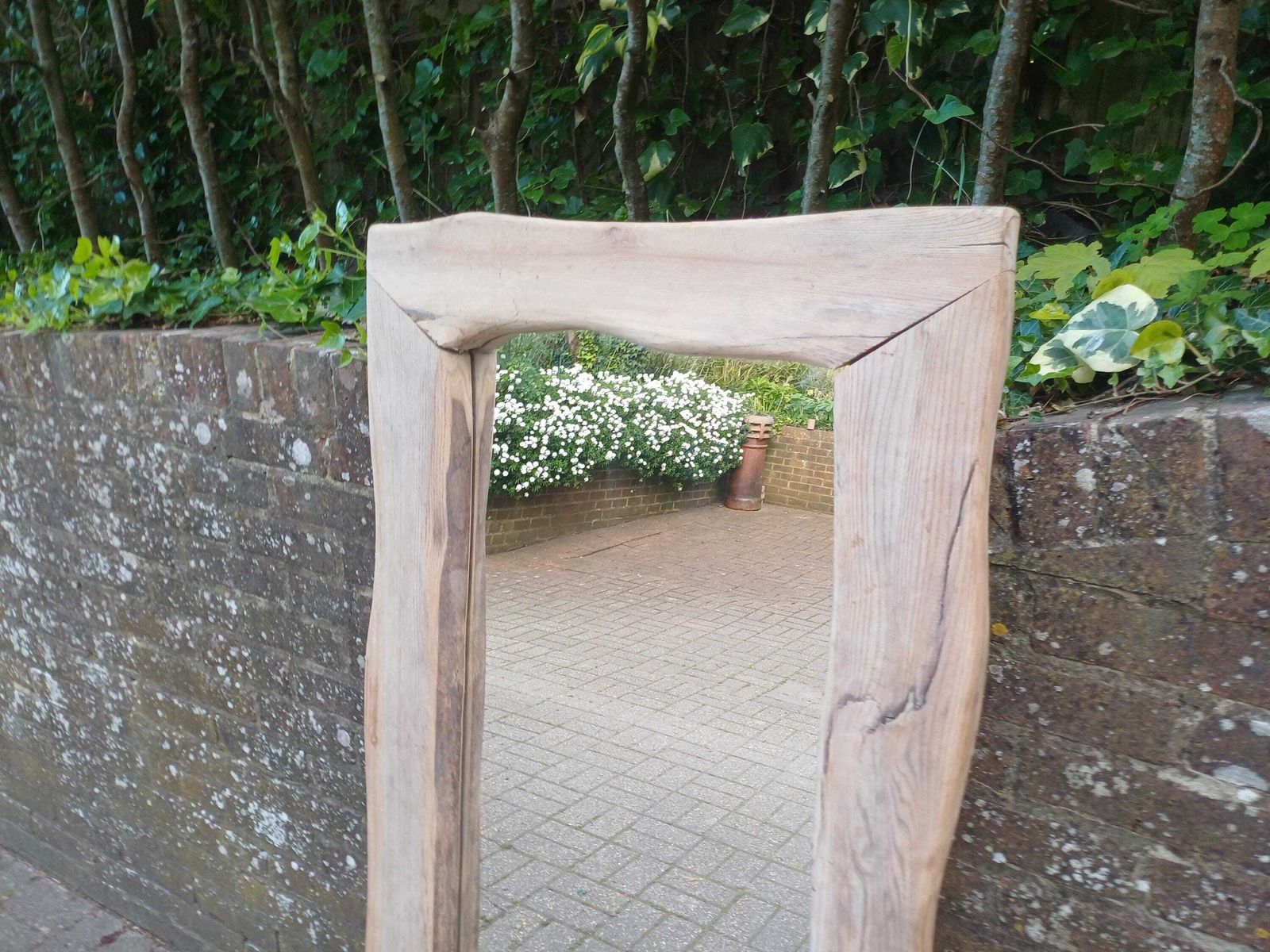Chunky Large Unique Driftwood Elm Wall Mirror Organic Rustic Wooden Frame Handmade Bespoke Mirror Natural Wood Reclaimed photo vinterior