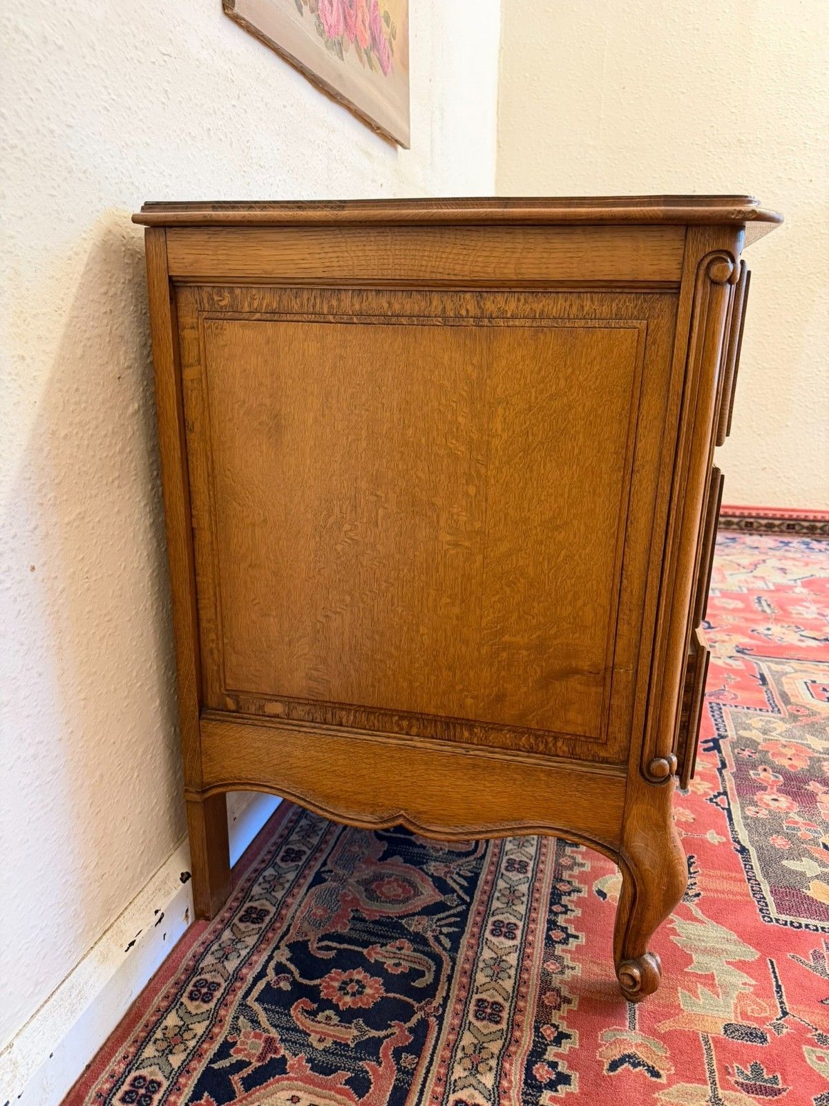 Quality French Carved Oak Chest Of Three Drawers Circa 1950 photo 475.0