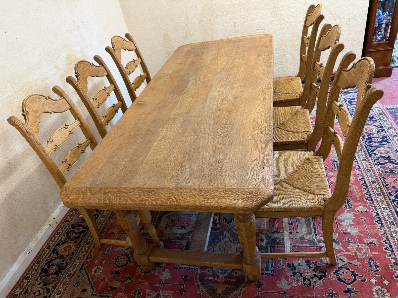 photo buy Set Of Six French Farmhouse Raw Oak Dining Chairs Circa 1930