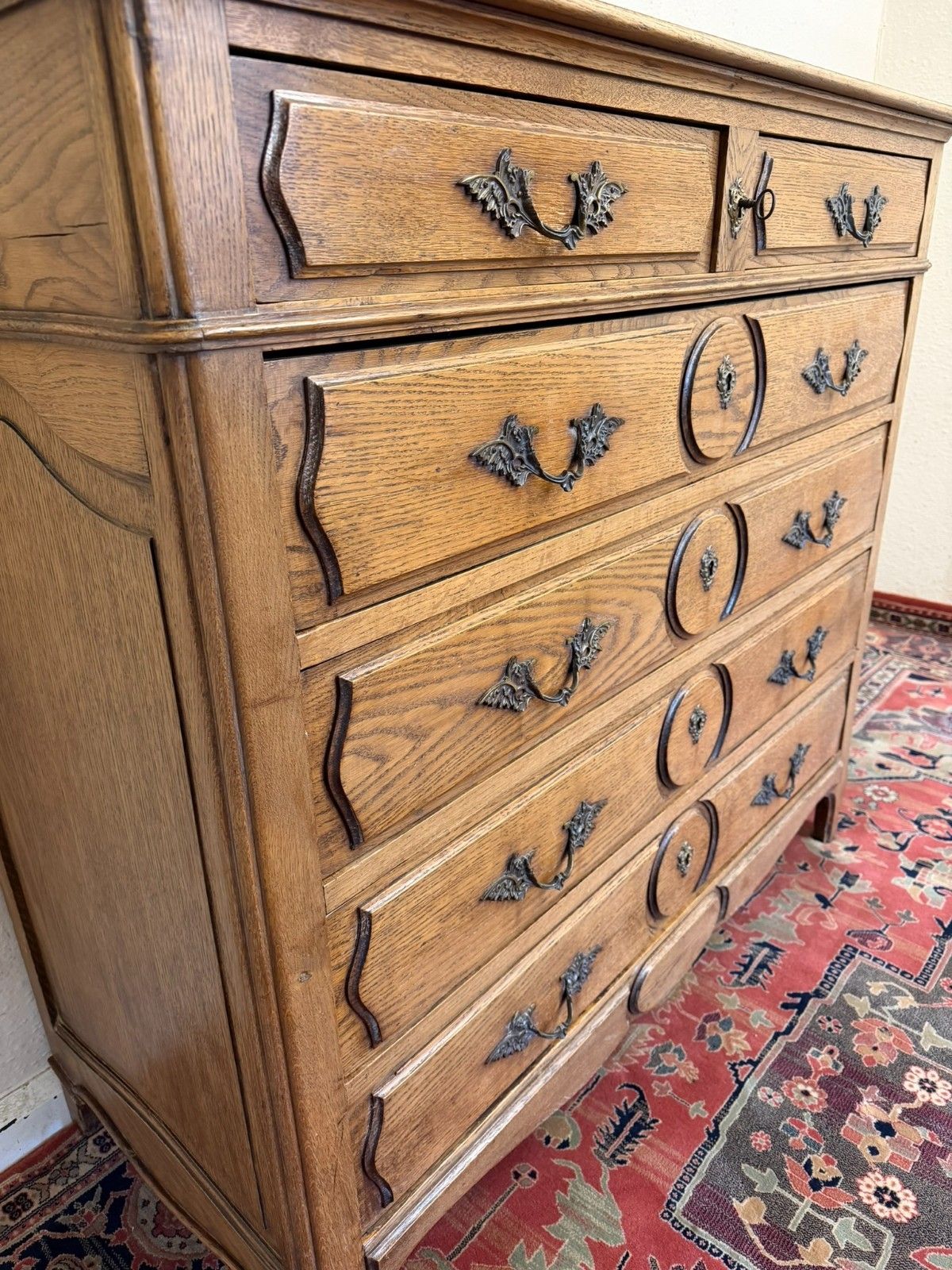 Quality Antique French Oak Chest Of Six Drawers Circa 1900 photo 695.0