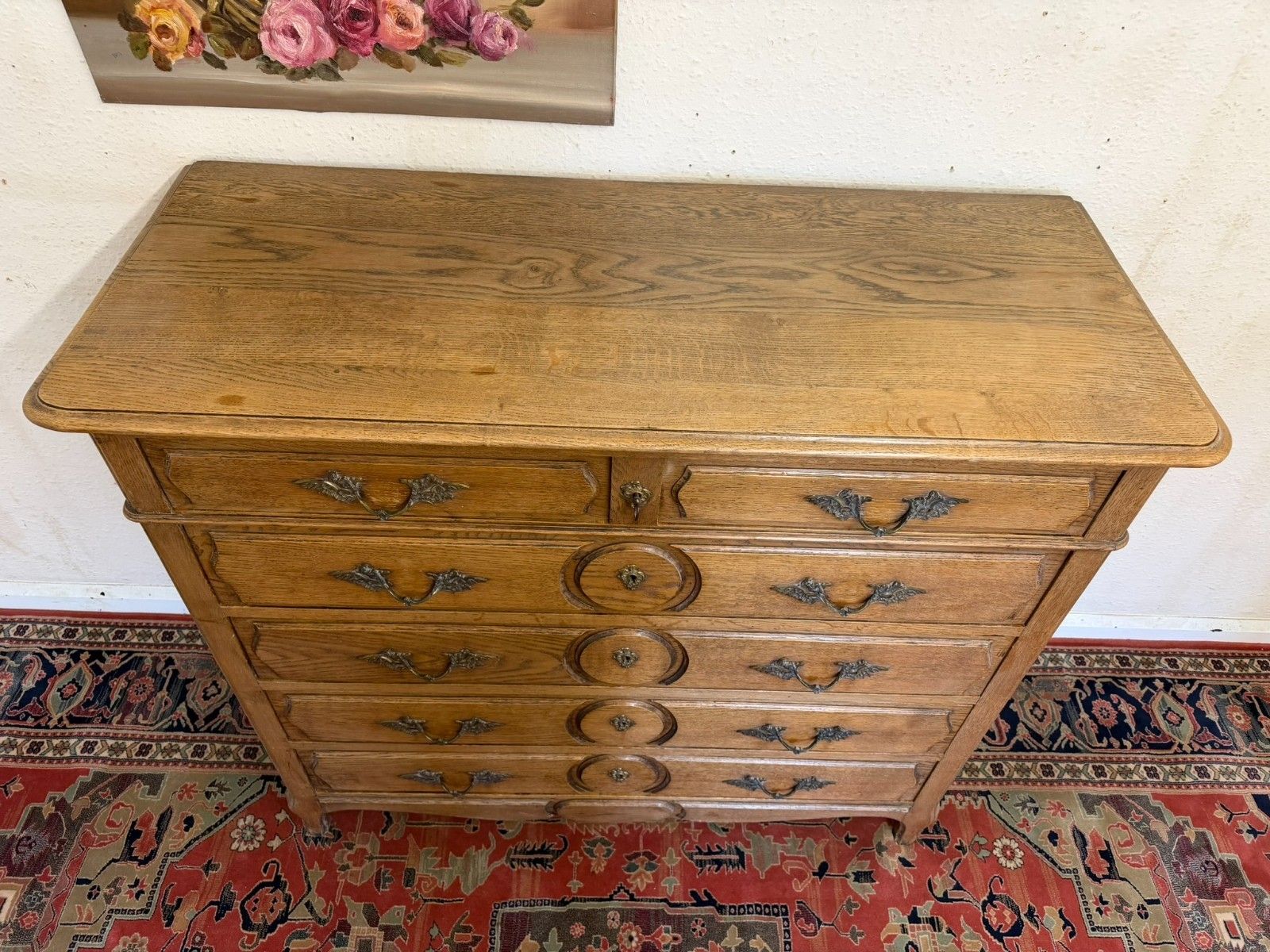 Quality Antique French Oak Chest Of Six Drawers Circa 1900 photo vintage
