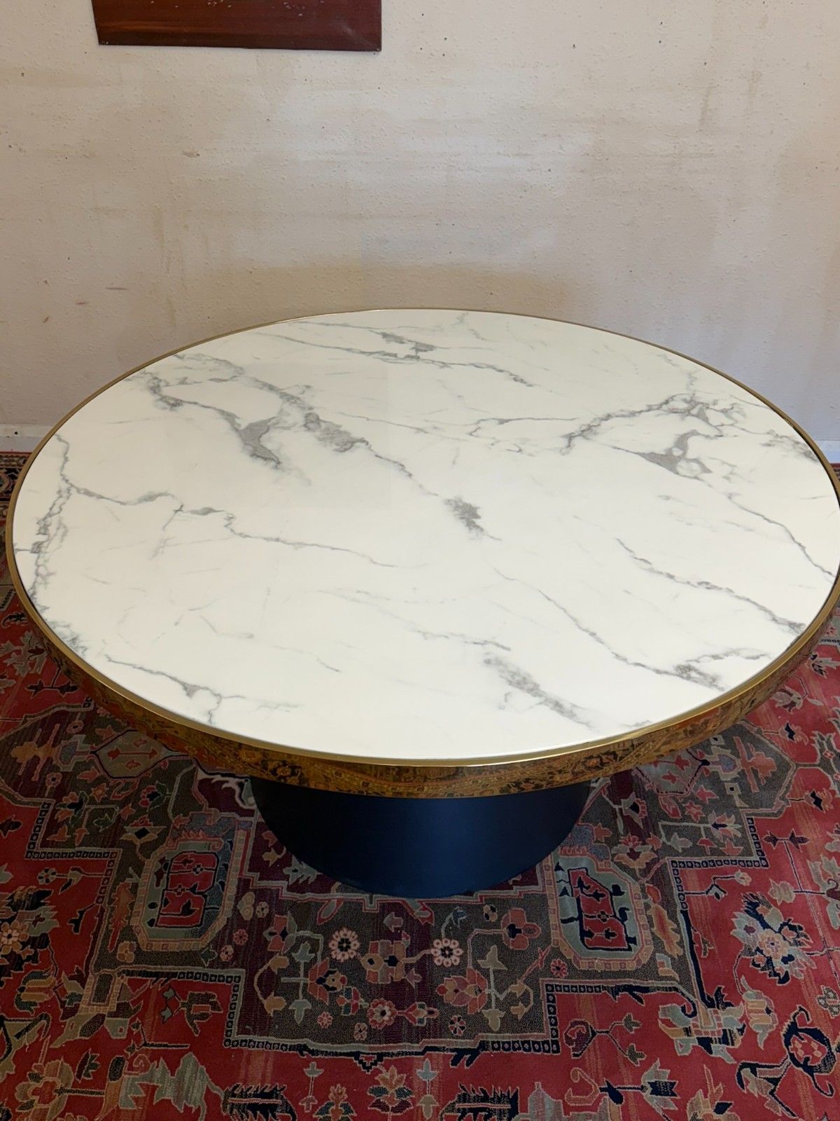 Mid Century Modern Circular Marble Top Dining Table Circa 1960 photo 1250.0