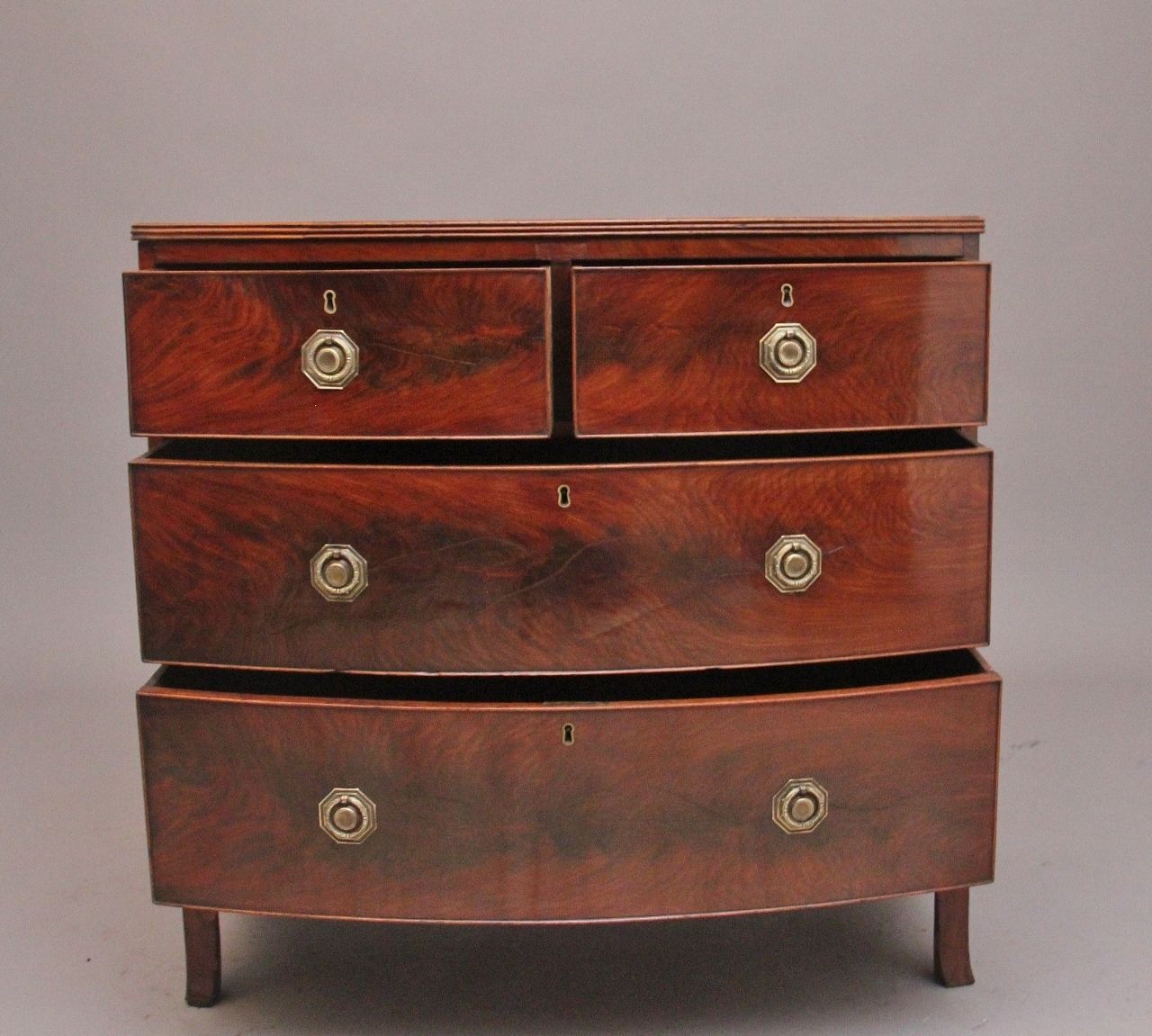Early 19th Century Flame Mahogany Bowfront Chest photo Furniture