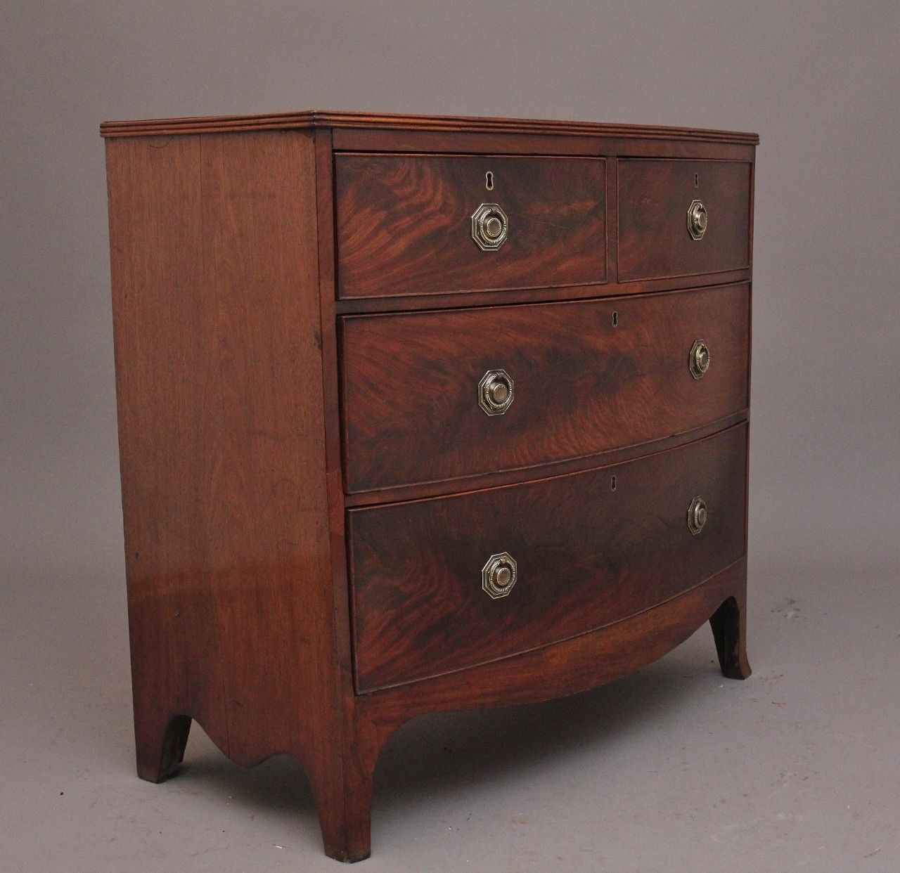 Early 19th Century Flame Mahogany Bowfront Chest photo 1500.0