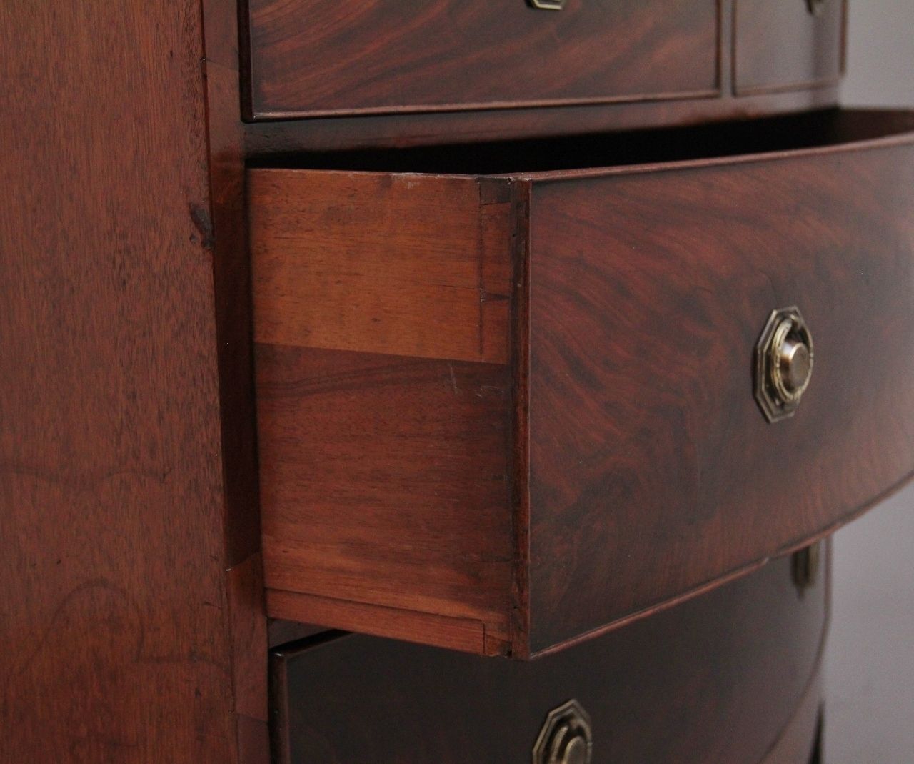 Early 19th Century Flame Mahogany Bowfront Chest photo buy