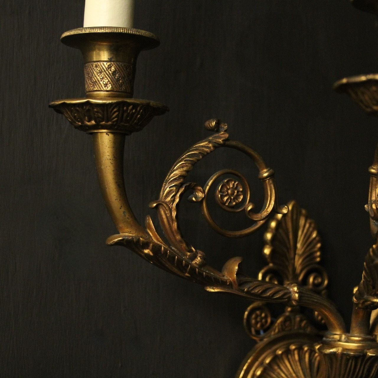 French Single Bronze Antique Wall Sconce photo vintage