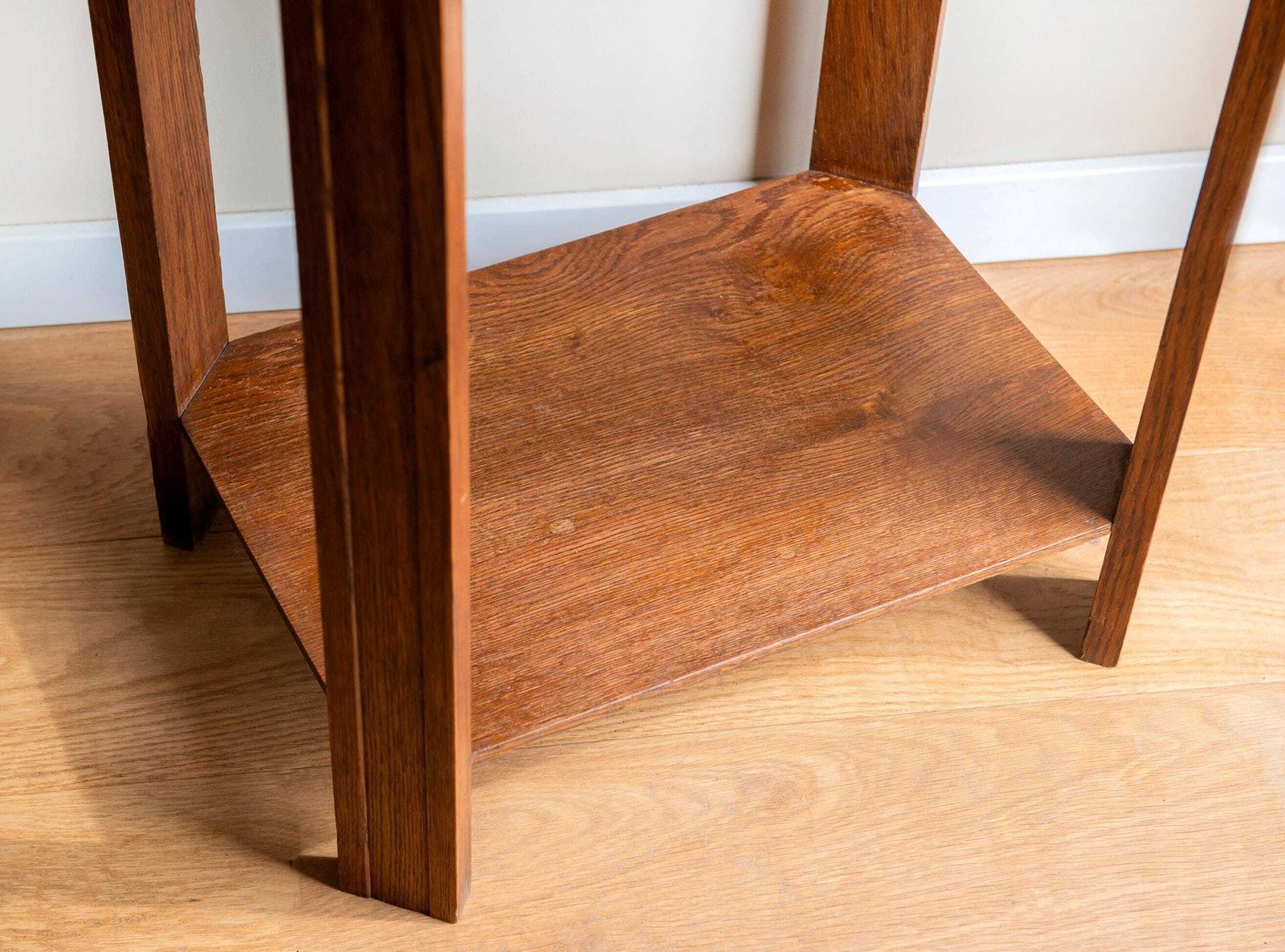 Art Deco Oak Side Table With Drawer – Carved Wooden Accent Table – Antique French Furniture photo 453.0