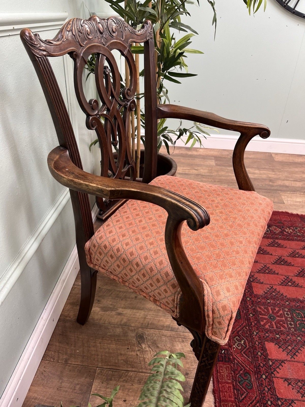 Superior Quality Antique Solid Mahogany Chippendale Style Carved Dining Chair photo vinterior