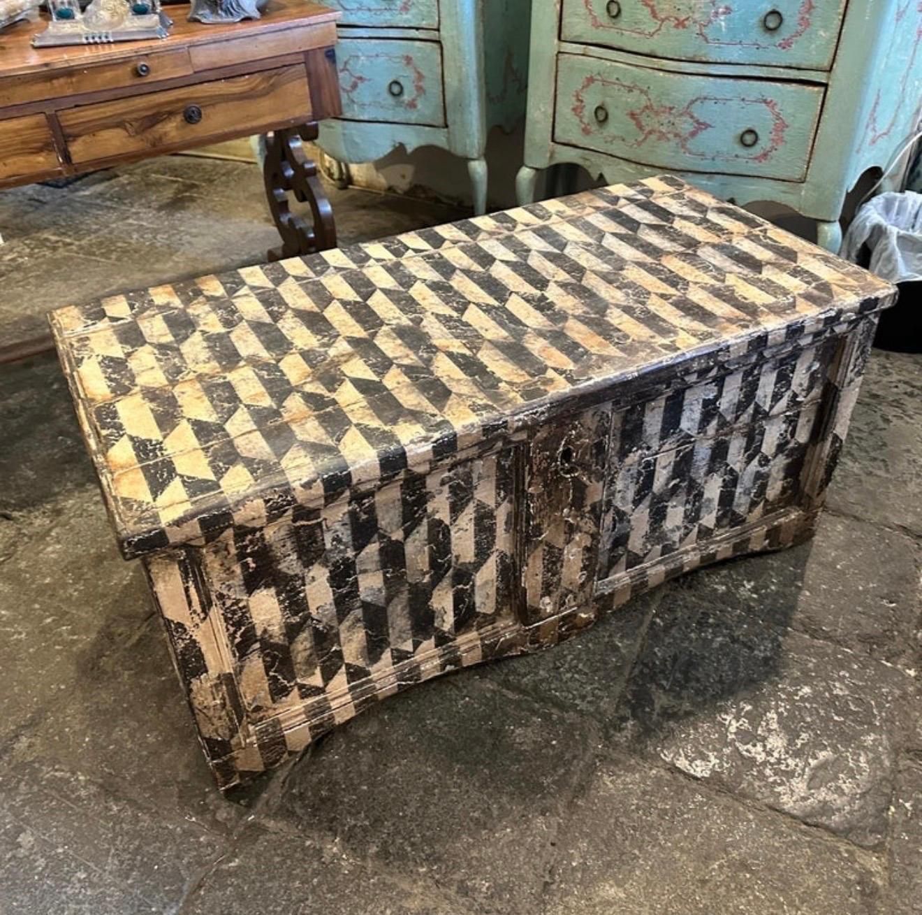 Late 19th Century Black And White Lacquered Wood Florentine Blanket Chest photo furniture