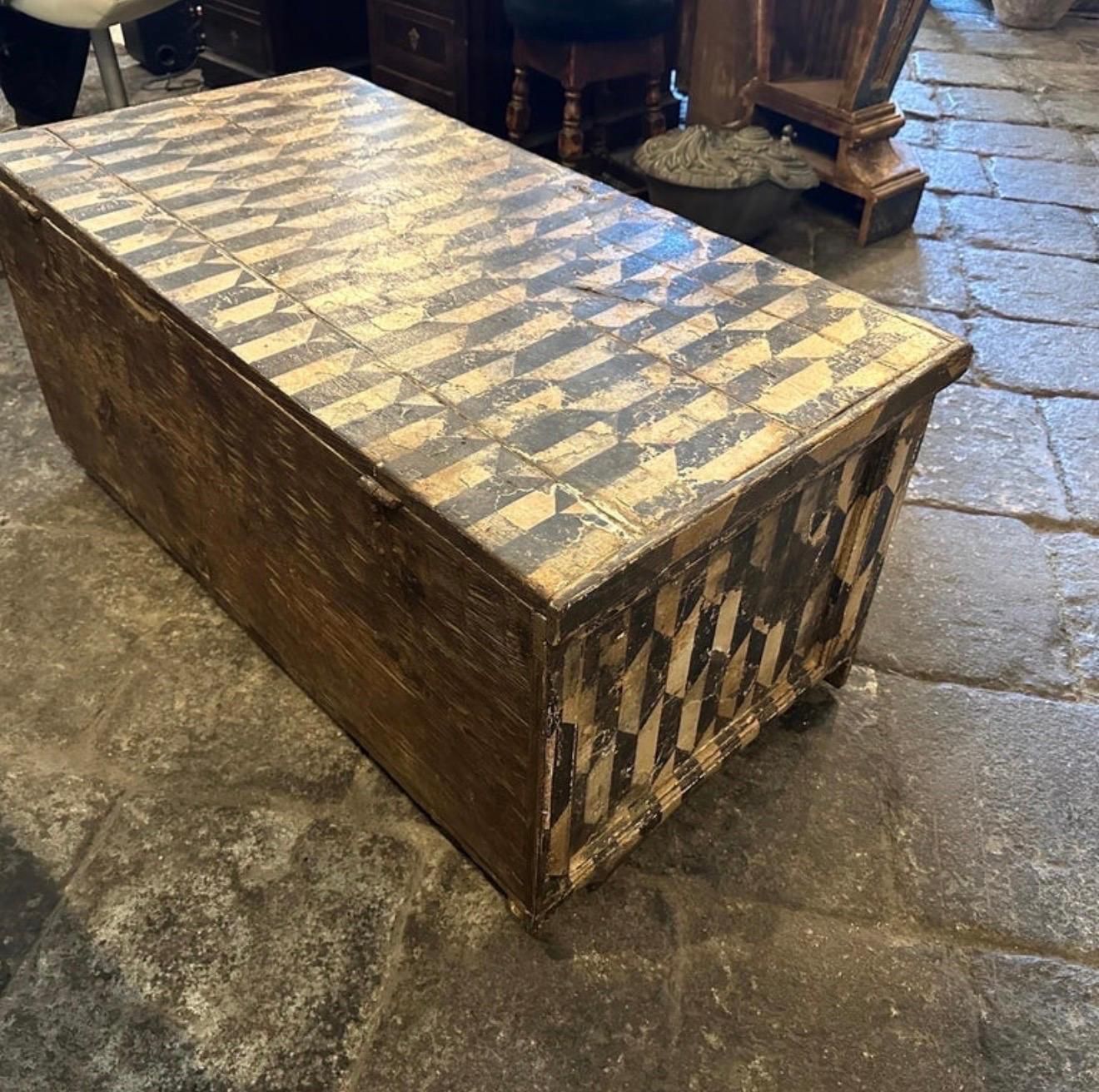 Late 19th Century Black And White Lacquered Wood Florentine Blanket Chest photo buy
