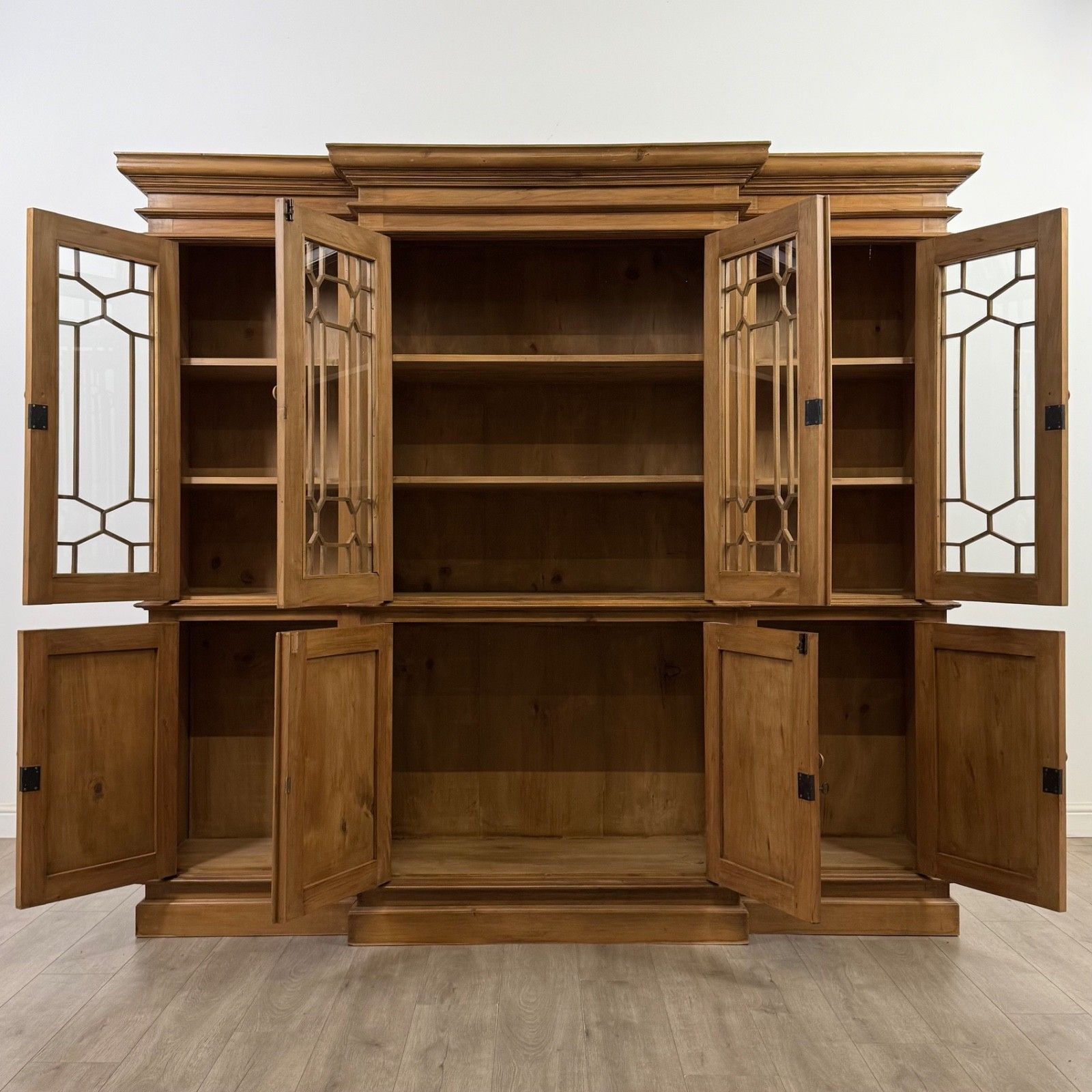 Antique 20th Century Large Breakfront Bookcase In Pine ( Af 5584 ) photo furniture