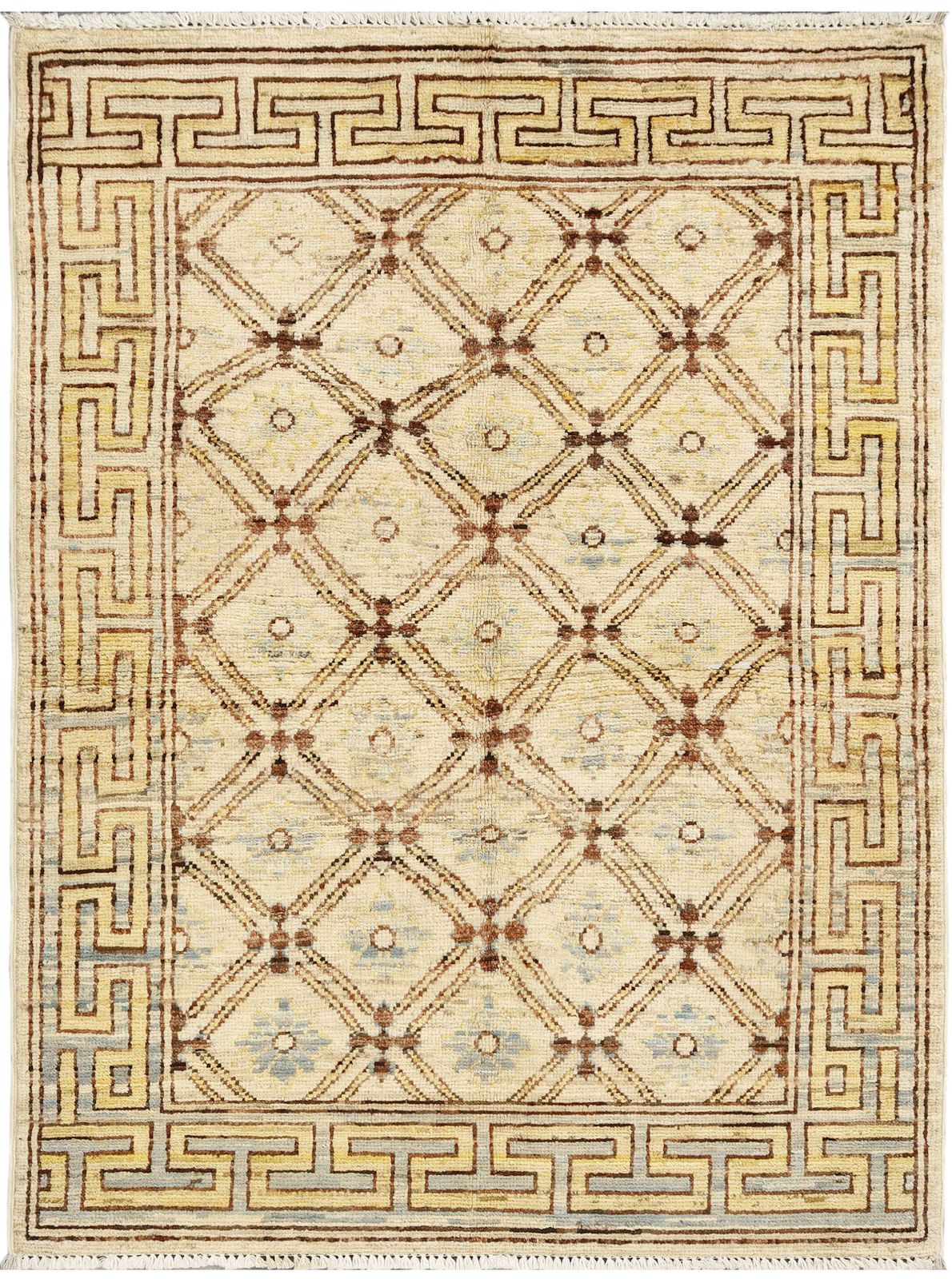 Small Khotan Afghan Traditional Hand Knotted Wool Area Rug