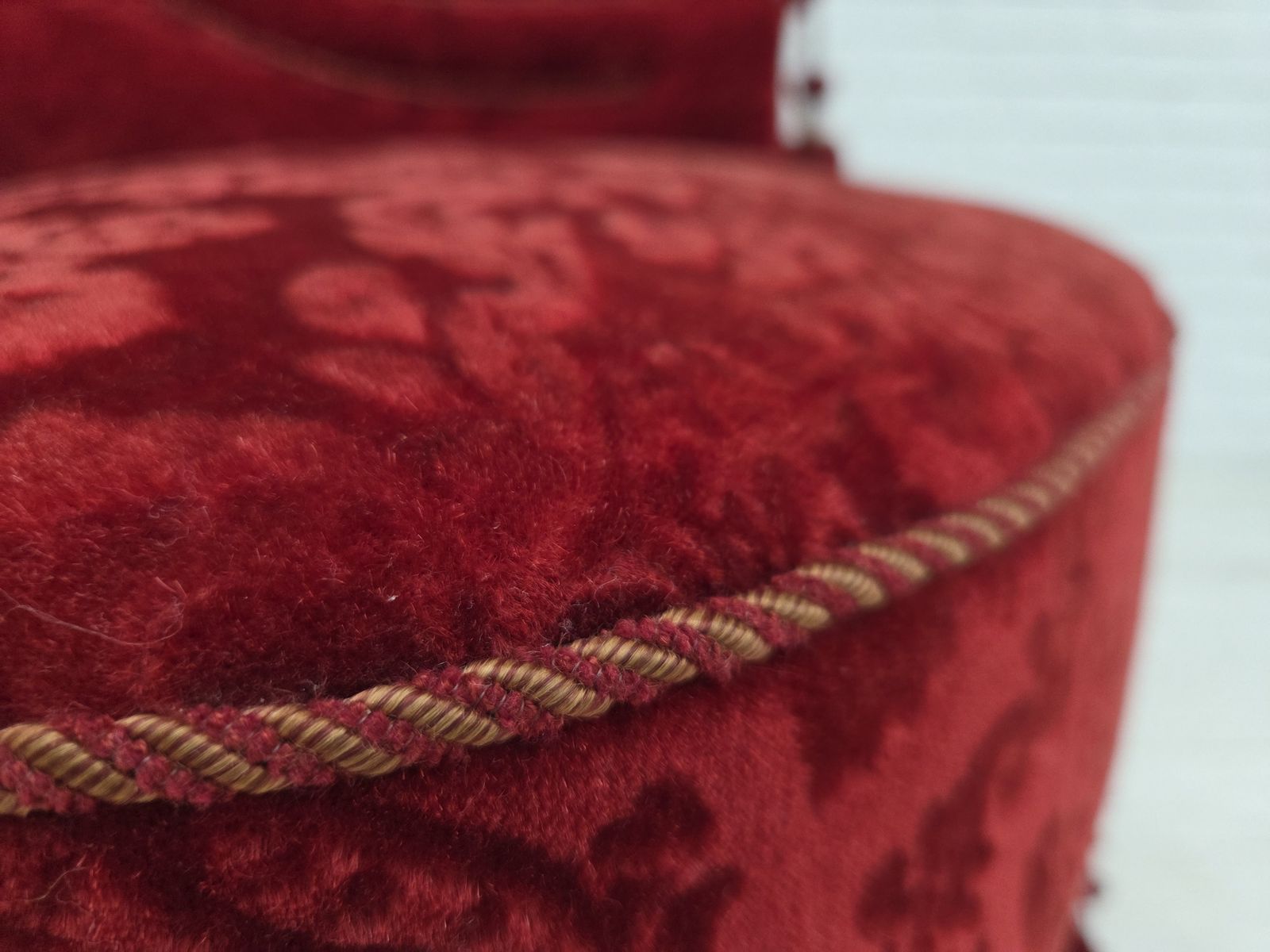 1950s, Danish Armchair, Furniture Velour, Beech Wood Legs. photo vintage