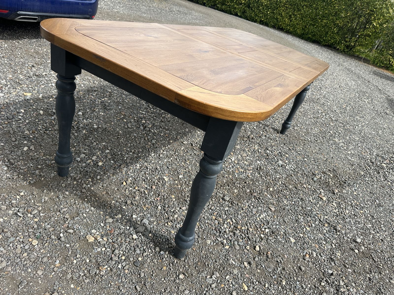 Grand Substantial Oak Furnitureland Dining Table 230cm 10–12 Seat Huge Navy Blue photo furniture