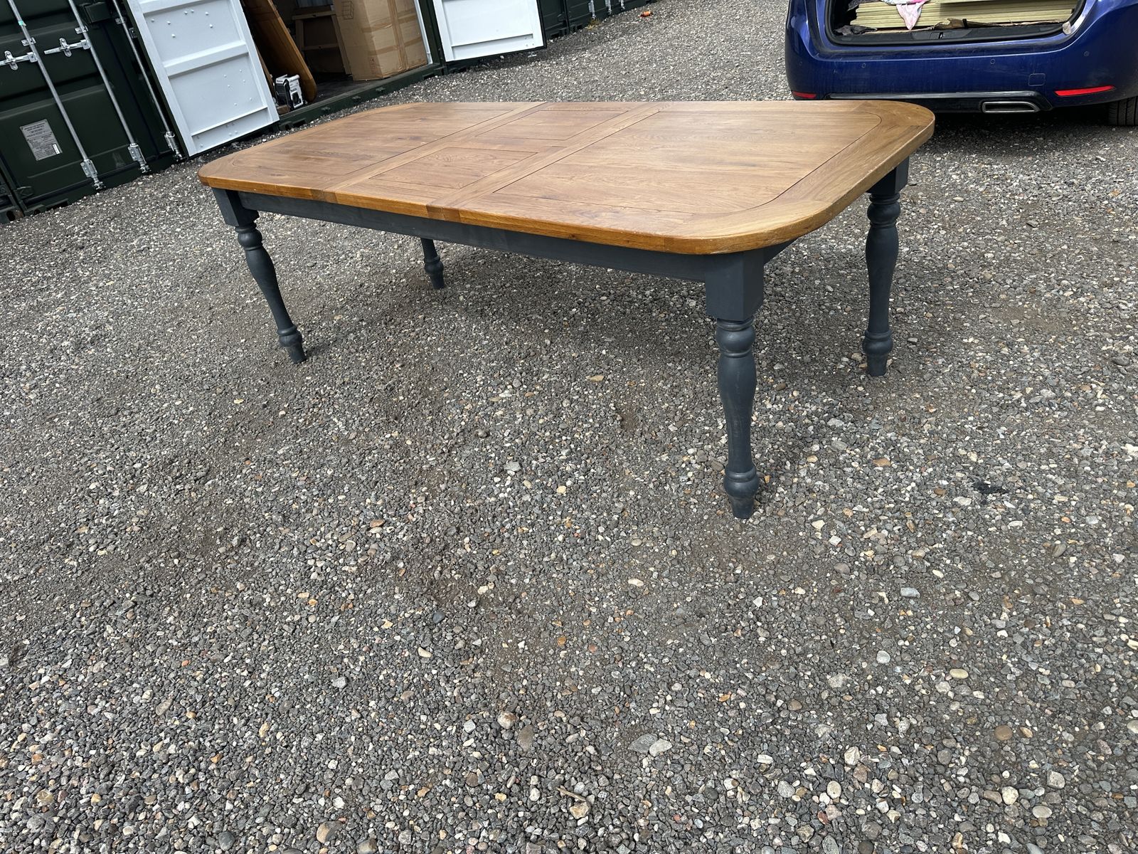photo for sale Grand Substantial Oak Furnitureland Dining Table 230cm 10–12 Seat Huge Navy Blue
