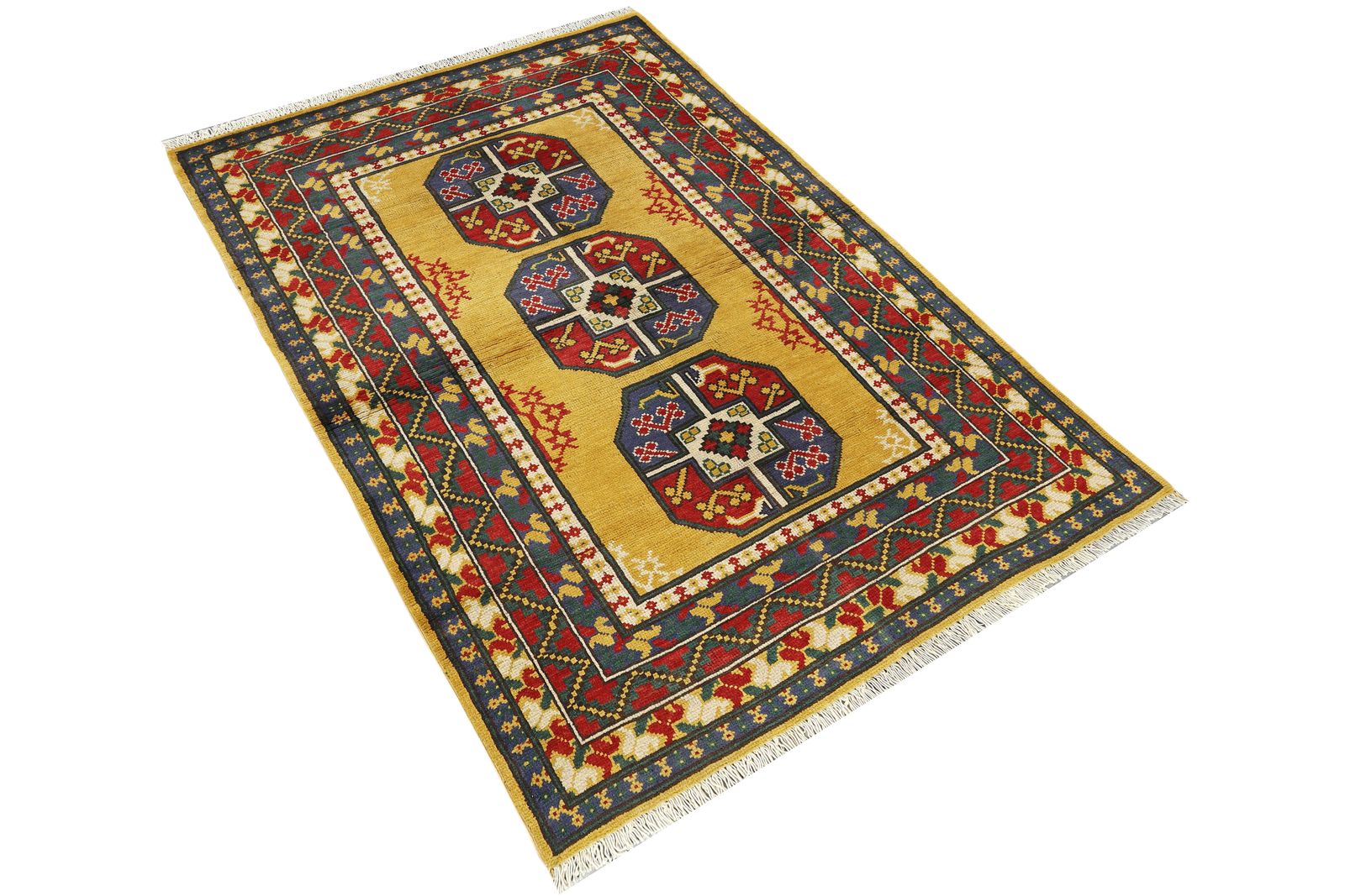 4x6 Gold Bokhara Handmade Afghan Geometric Area Rug photo furniture