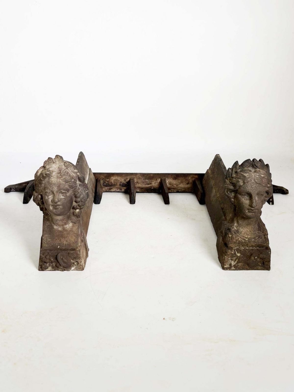 Pair Of Andirons With Women's Heads, France, 1960. photo furniture