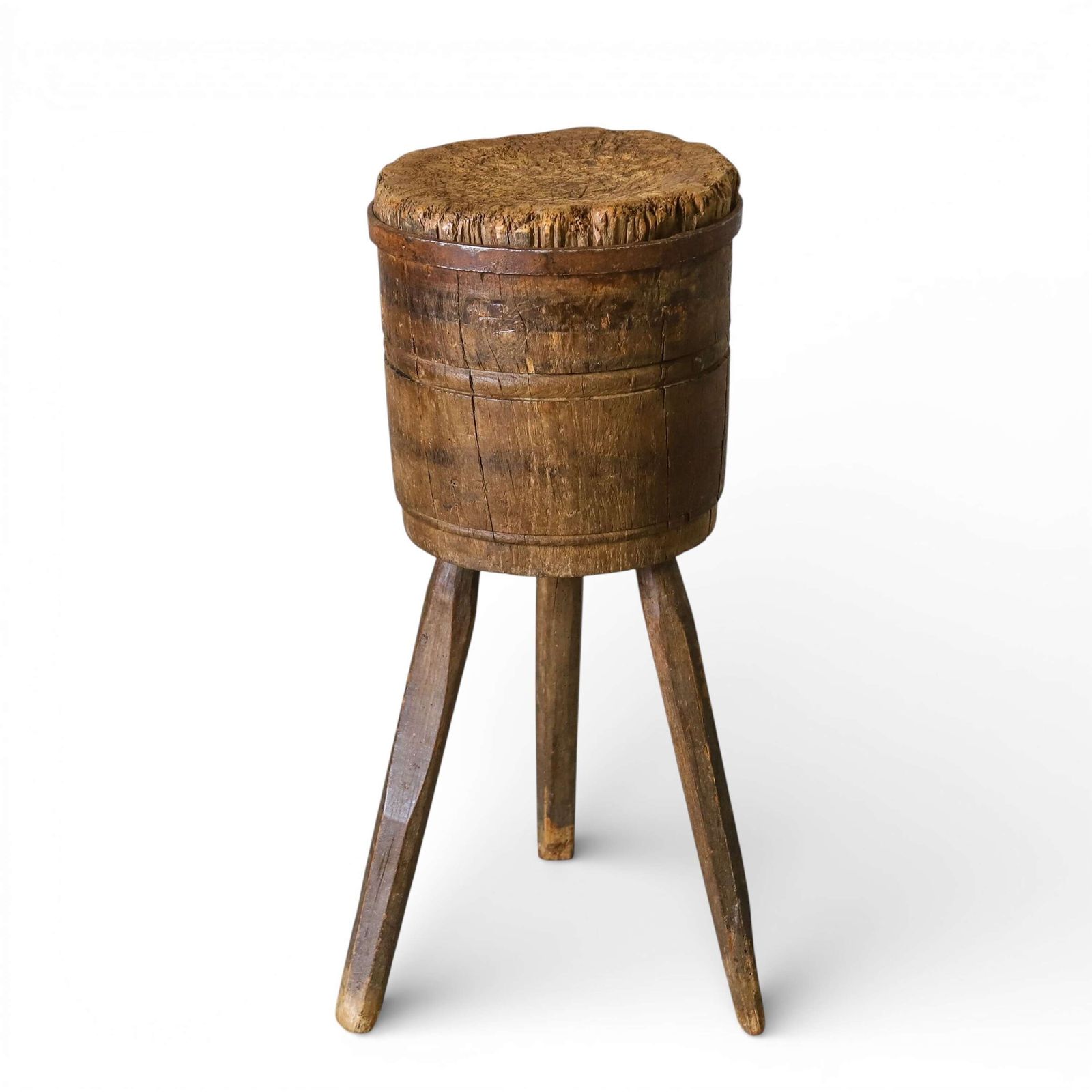 Vintage French Charcuterie Chopping Block In Oak & Elm – Sculptural Rustic Butcher’s Block