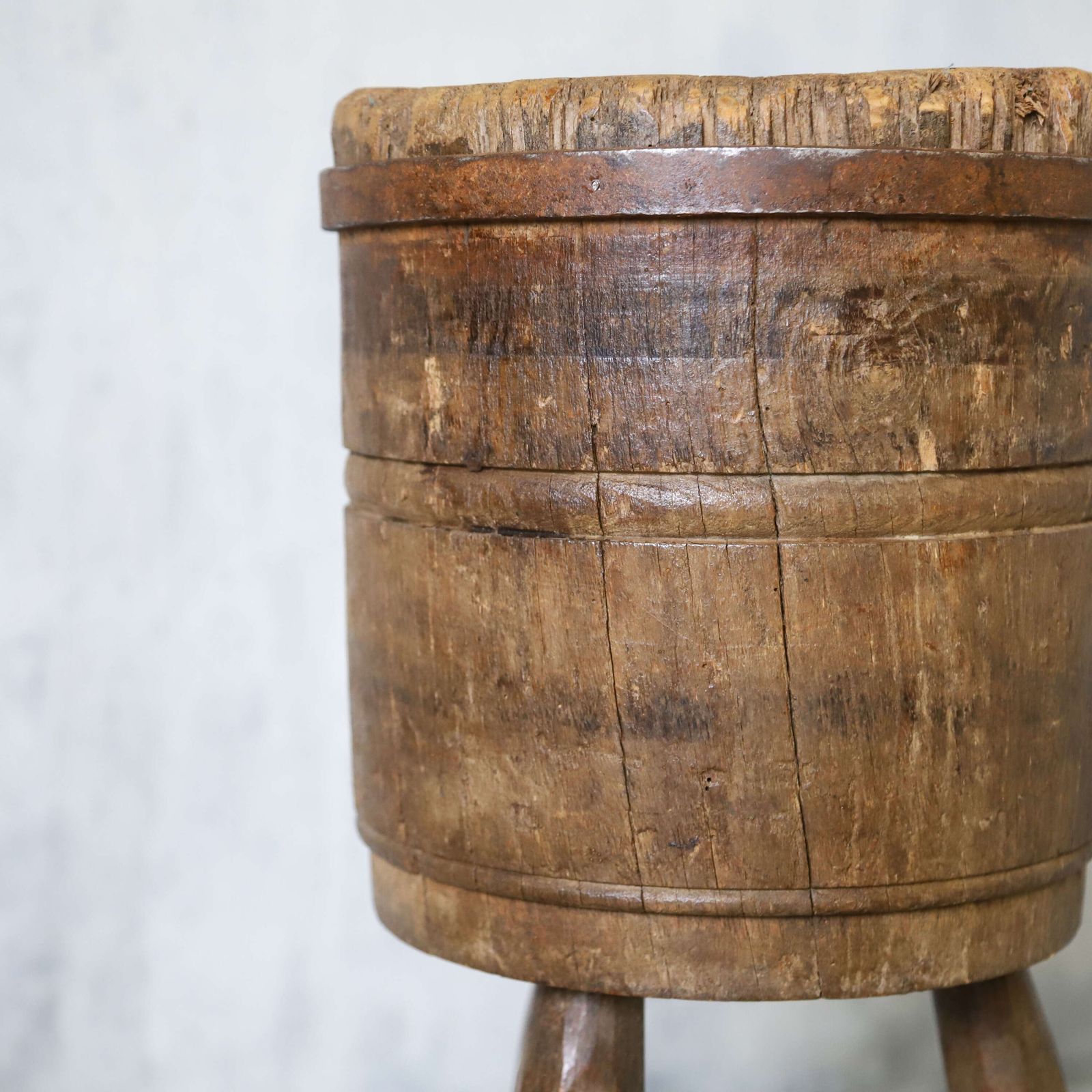 Vintage French Charcuterie Chopping Block In Oak & Elm – Sculptural Rustic Butcher’s Block photo vintage