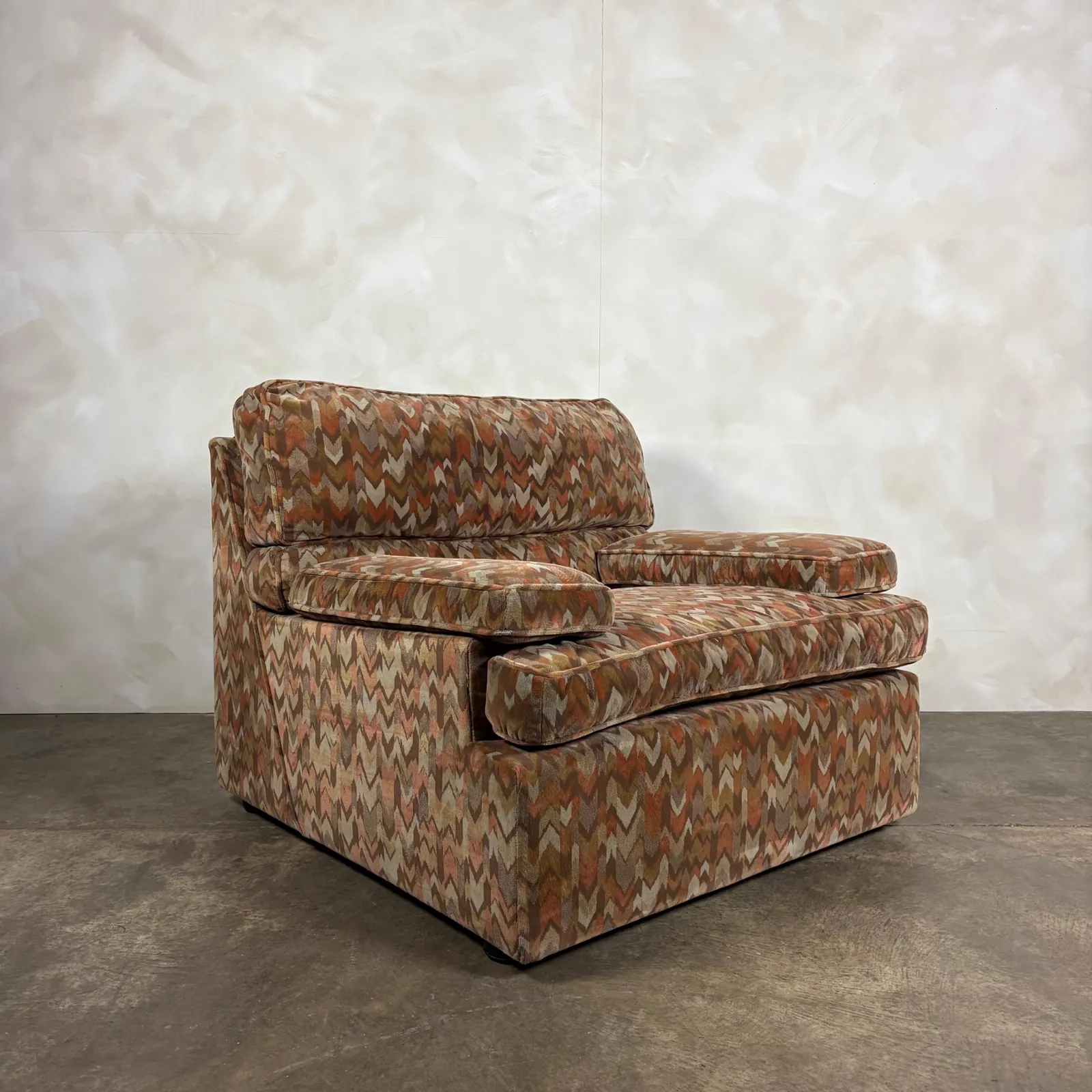 1980s Armchair & Footstool Geometric Patterned Post Modern Mid Century Retro Mcm photo 495.0