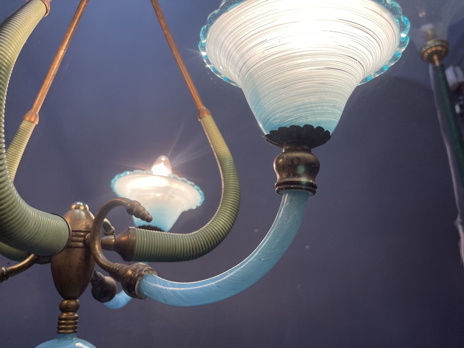 Italian Blue Murano Glass Chandelier 1950’s photo buy