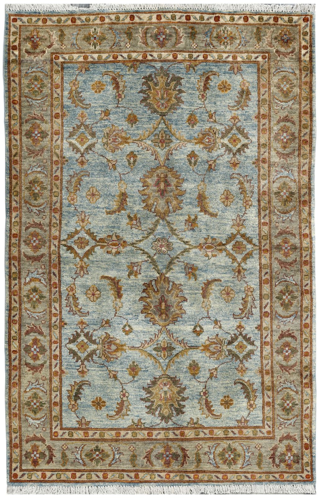 4x6 Blue And Grey Afghan Chobi Oriental Area Rug