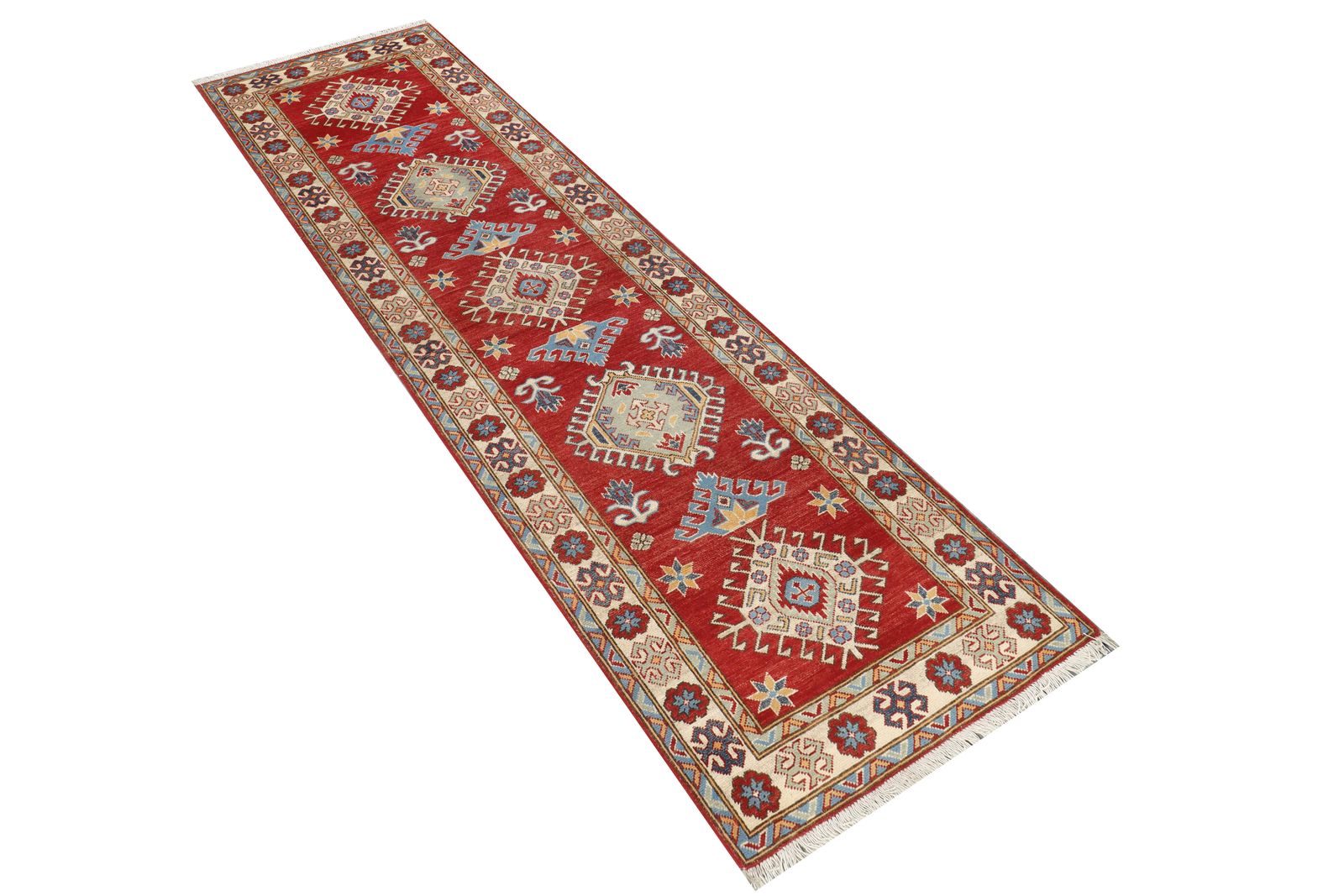 3x10 Red Kazak Handmade Caucasian Runner Rug photo furniture