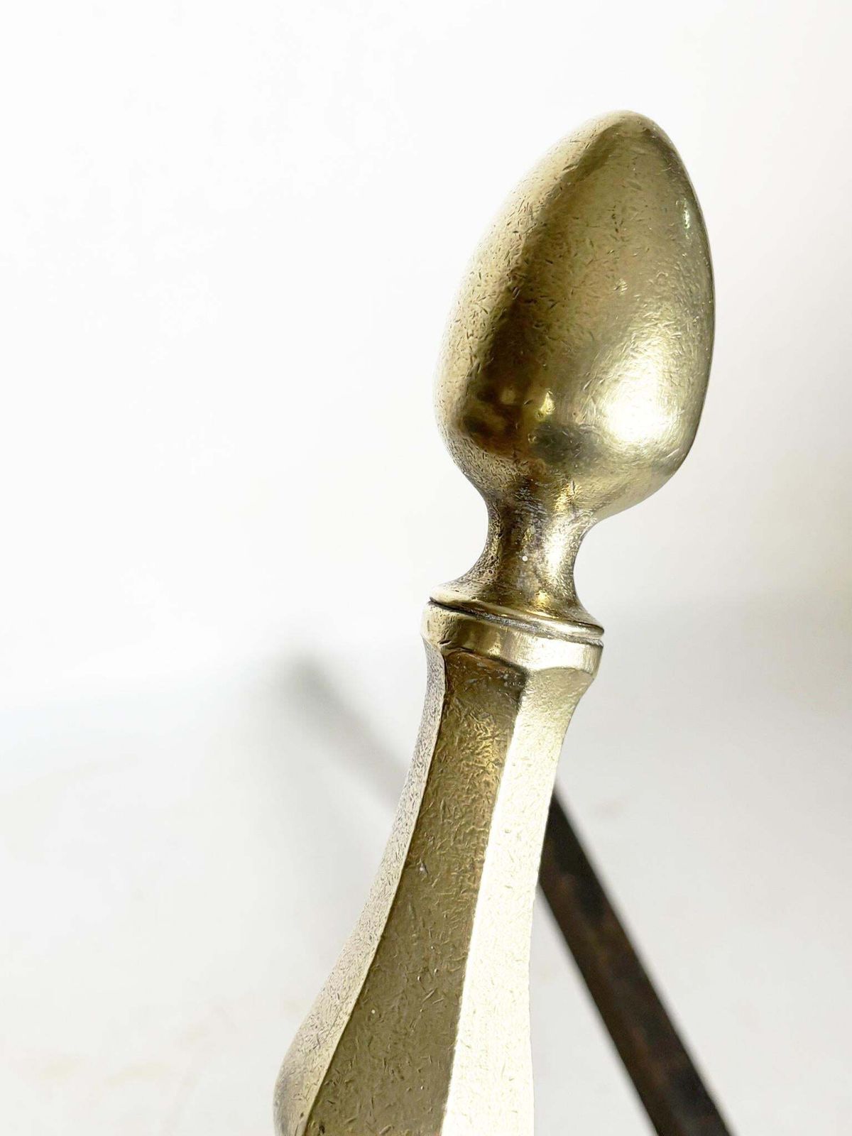 Pair Of Andirons With Brass Finials, France, 1930. photo vintage