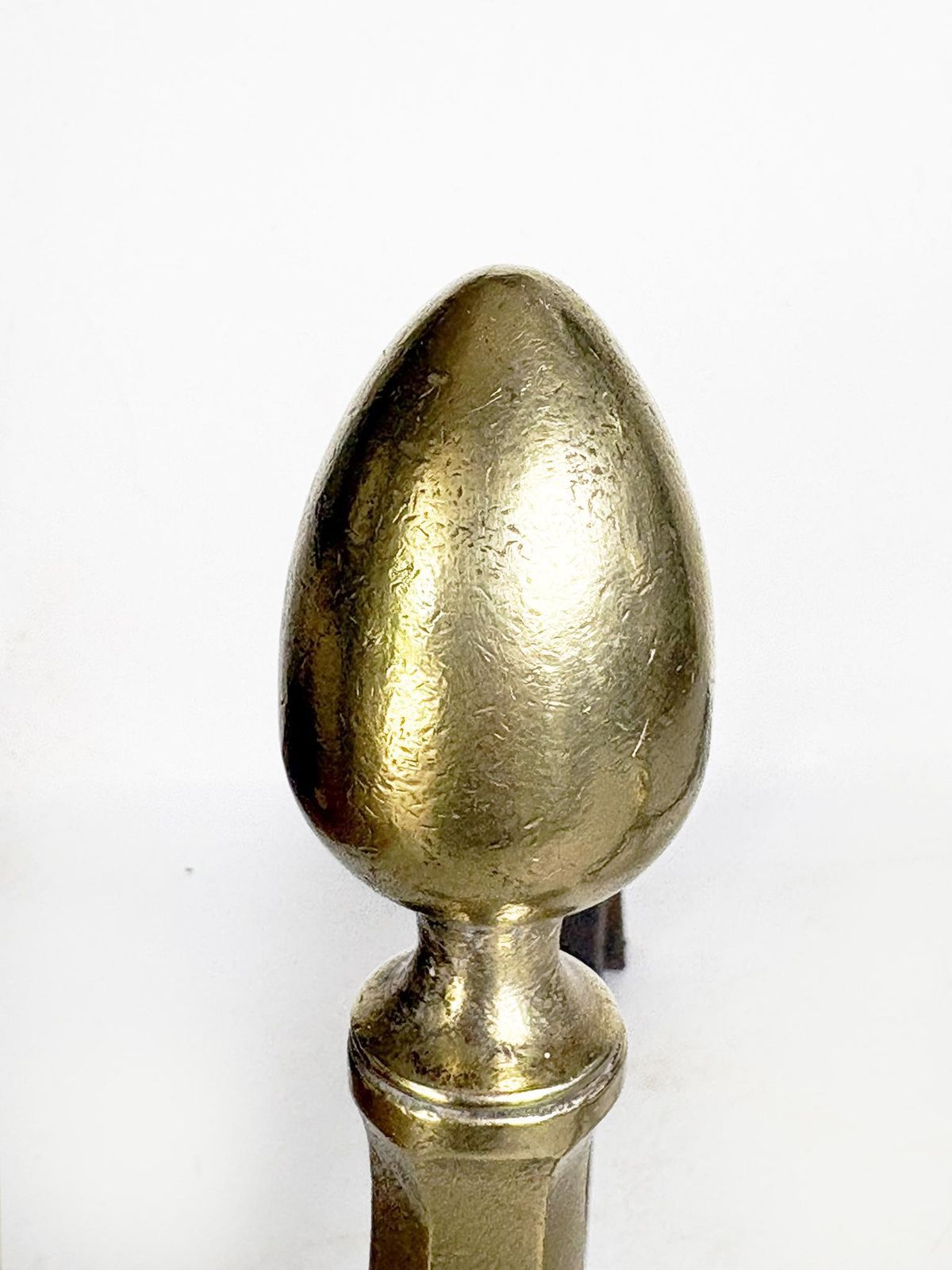 477.0 Pair Of Andirons With Brass Finials, France, 1930. photo