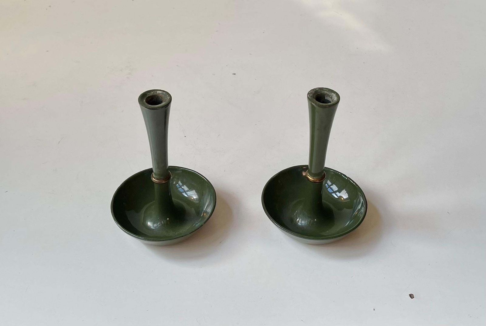 Ens Harald Quistgaard Candleholders In Green Enamel, Brass & Cast Iron, 1960s photo Home Decor
