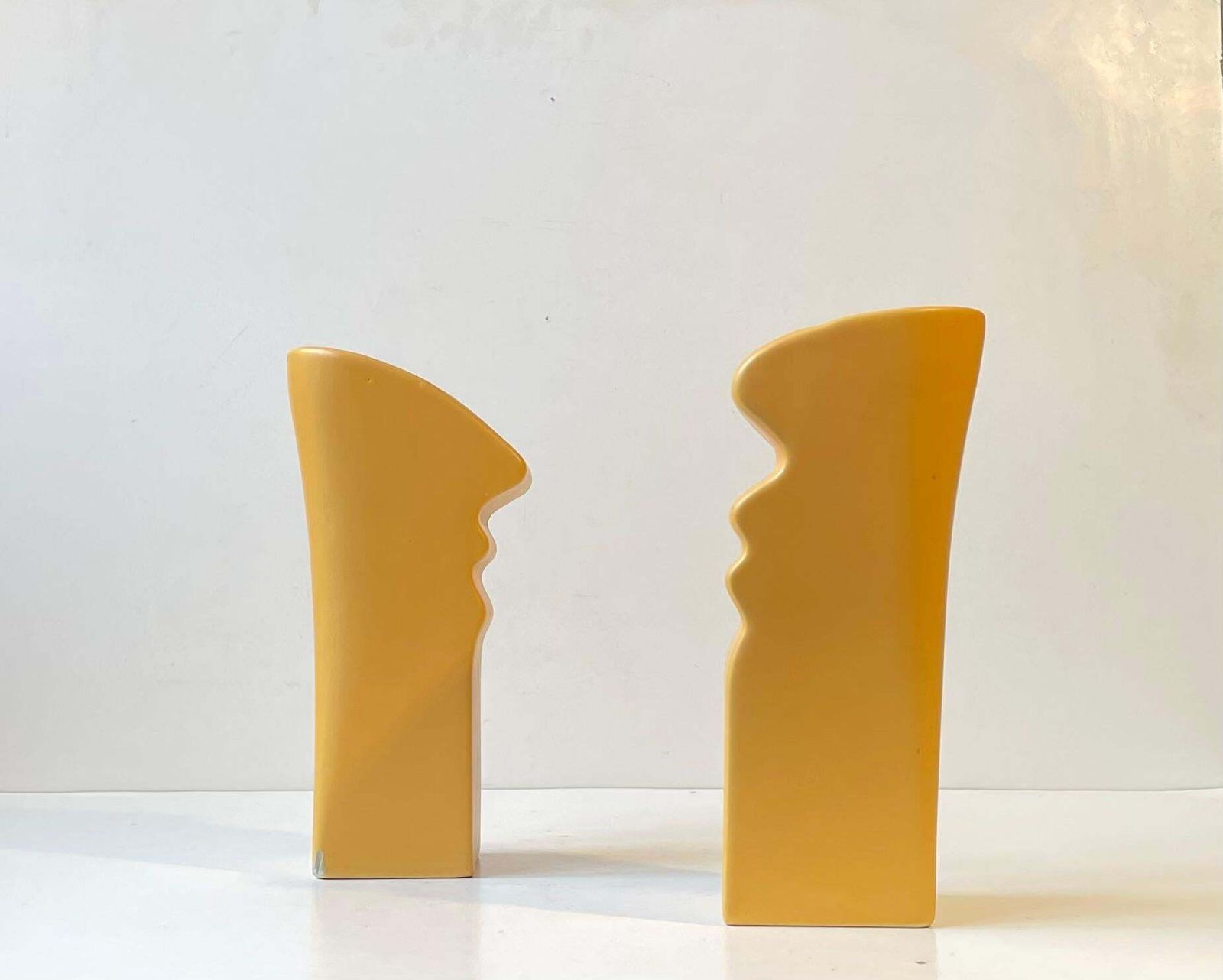 German Post Moddern Yellow Ceramic Vases 'The Kiss' By Asa, 1980s photo 201.0