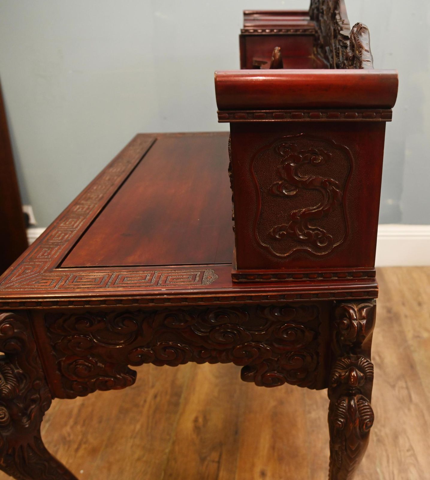 1950.0 Japanese Carved Desk Hardwood Bureau Meije photo