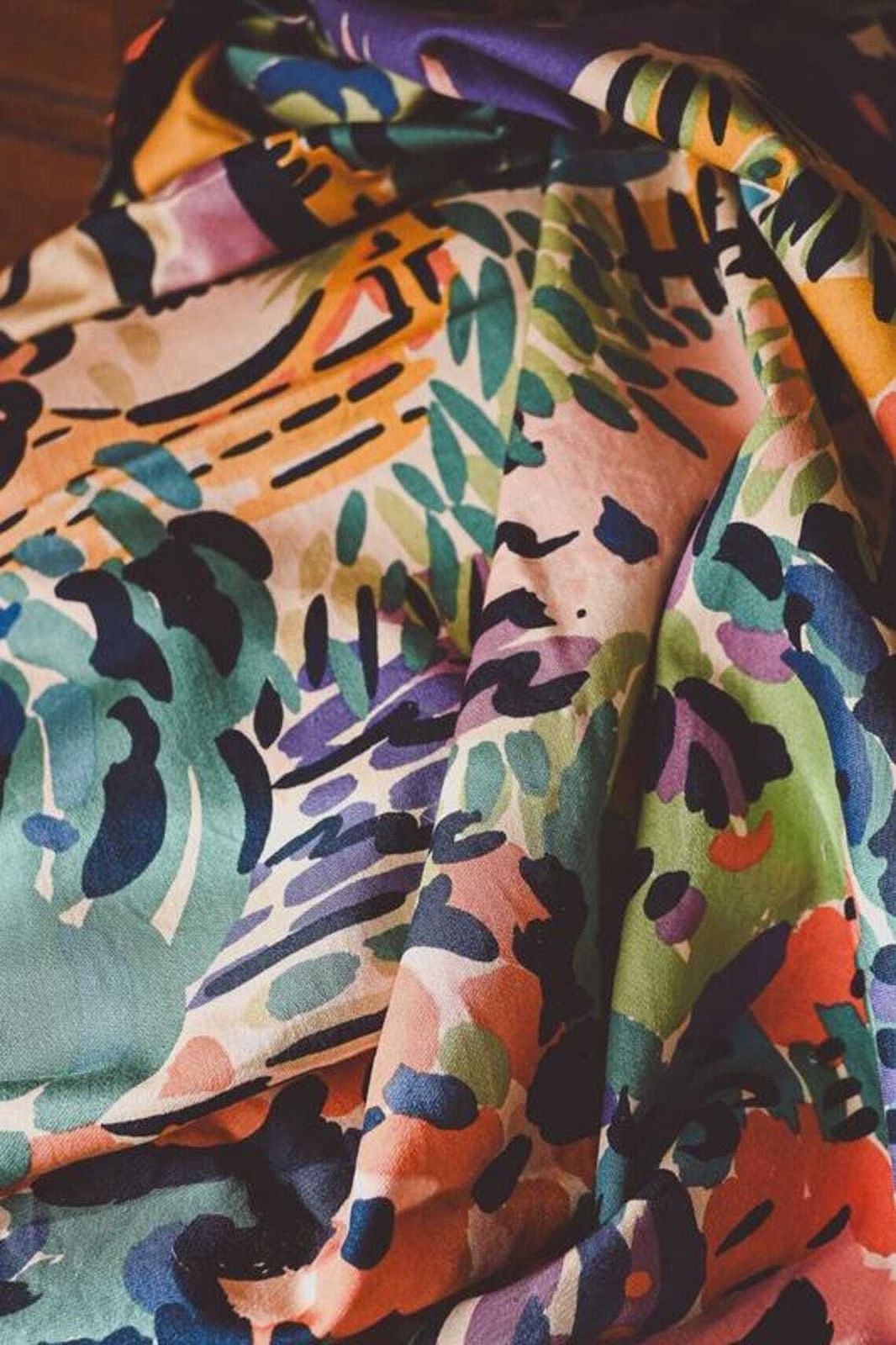 Vintage Munro & Tutty Curtain Fabric 1980s Abstract Tropical Print Cotton Christian Fischbacher photo for sale