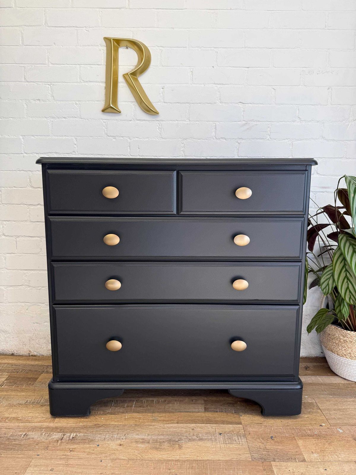 Ducal Pine Chest Of Drawers – Painted In Onyx By Benjamin Moore – Solid Wood