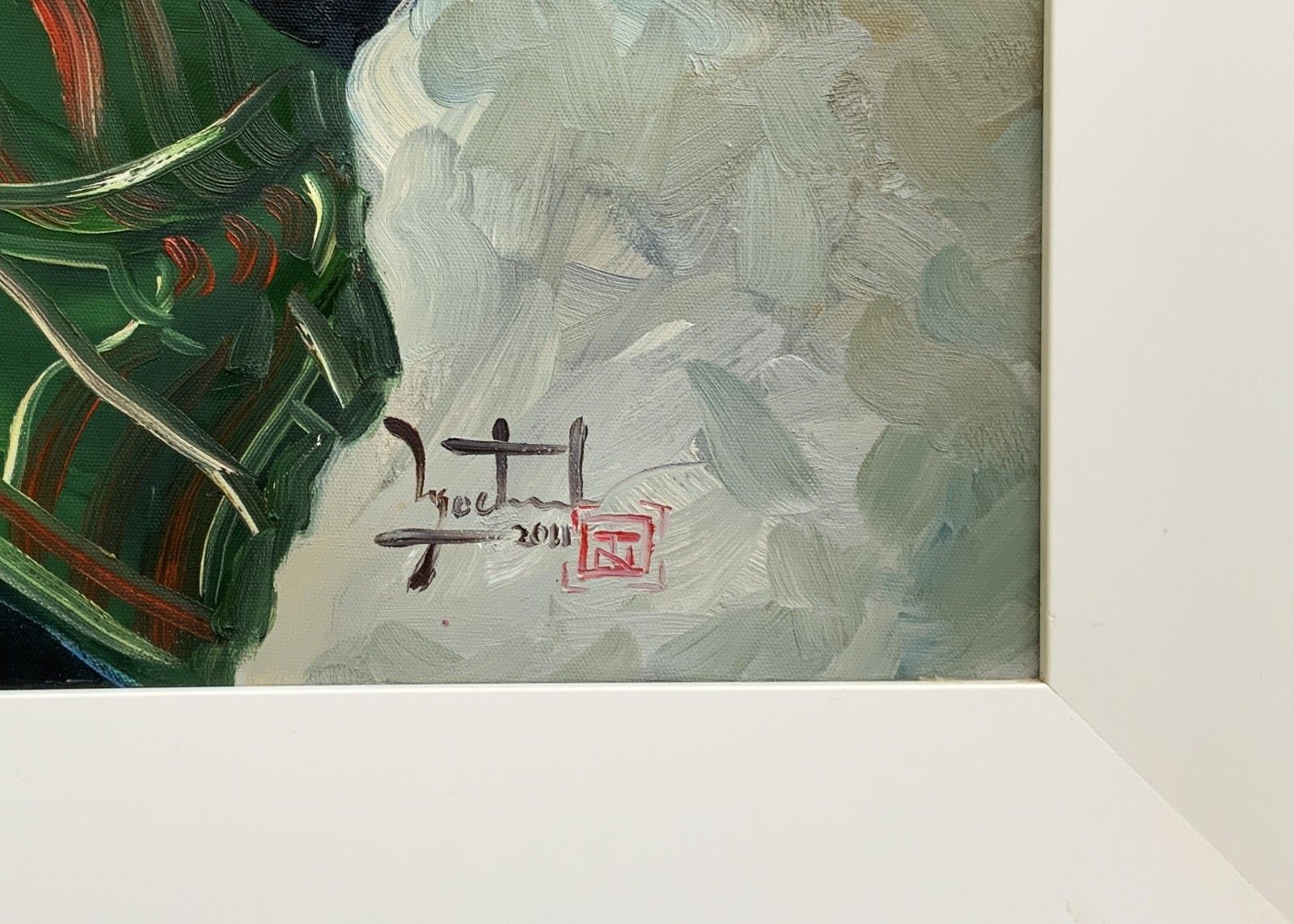 photo furniture Large Signed Original Contemporary Asian Oil Portrait Painting (1 Of 2)