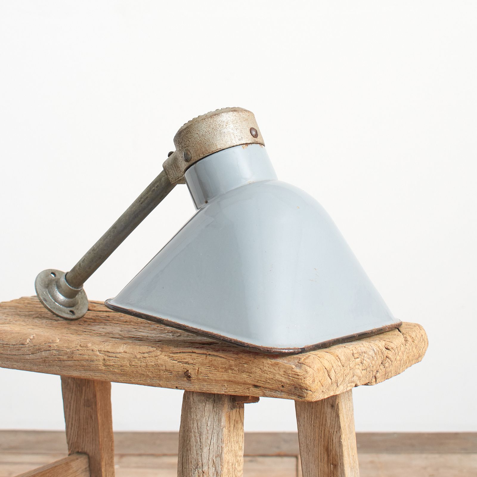Industrial Antique Grey Enamel Factory Wall Light By Benjamin photo vinterior