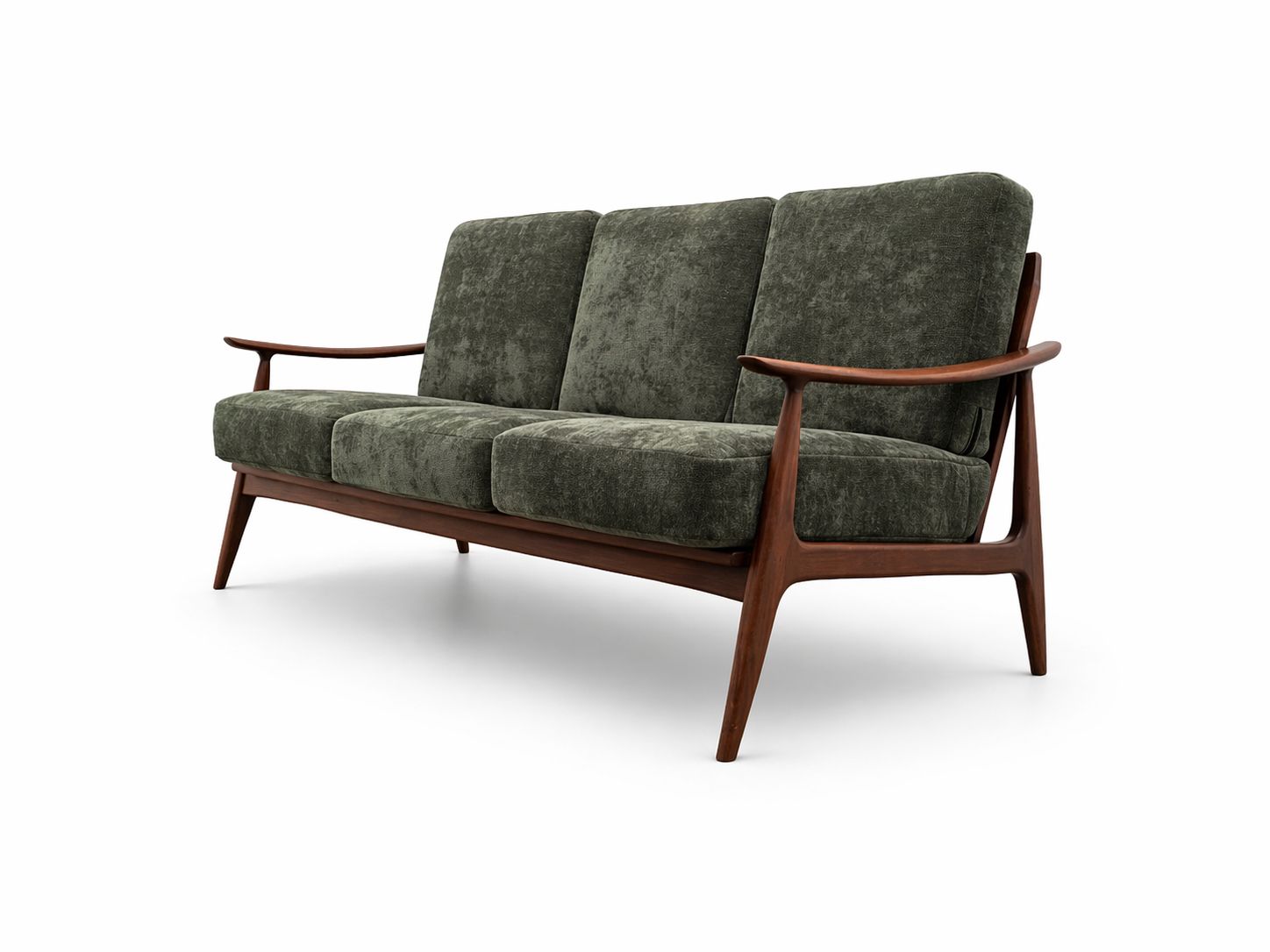 Mid Century Danish Teak Sofa, 1960s In Dark Green photo buy