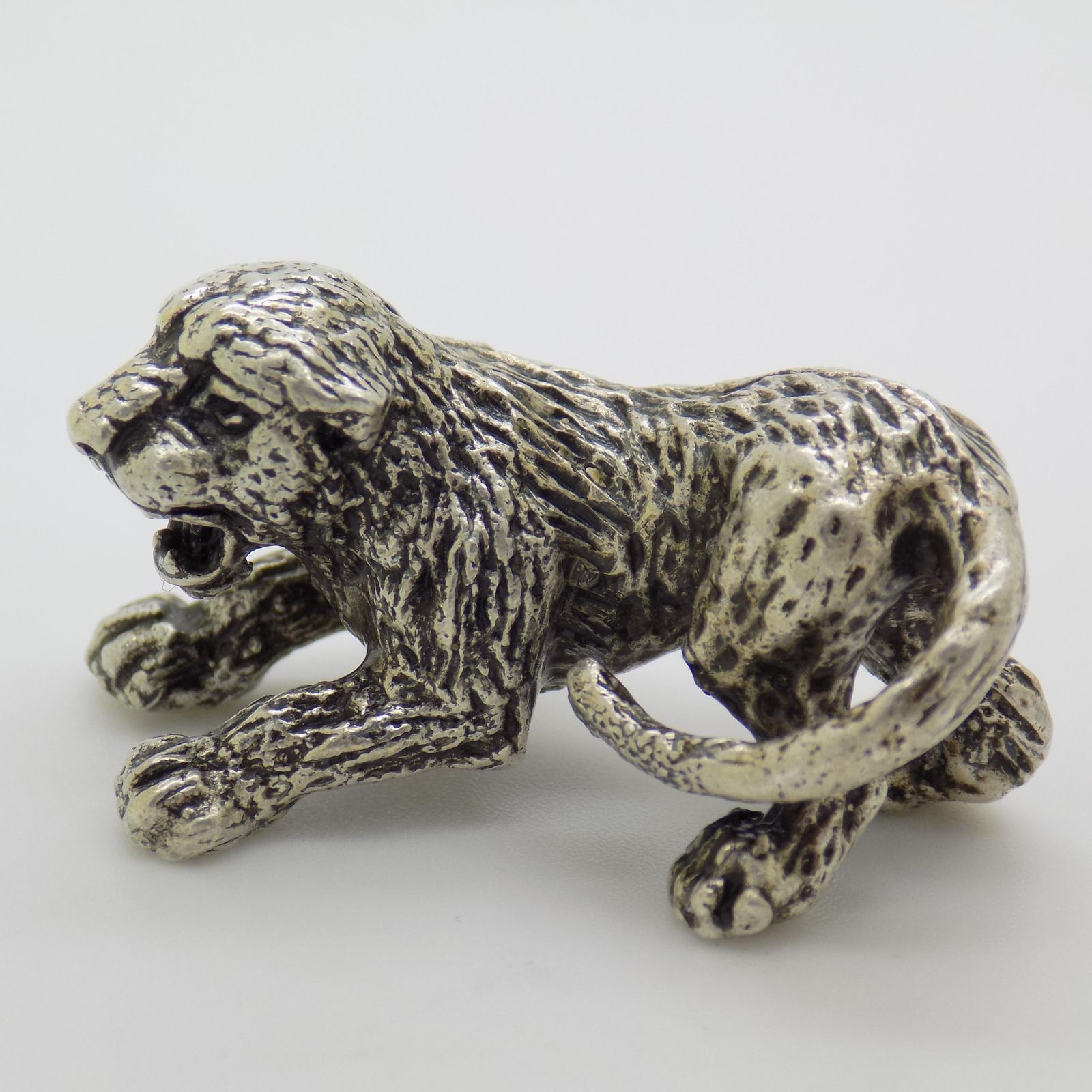 Vintage Italian Handmade Genuine Silver Lion Cub Figurine, 1970s photo for sale