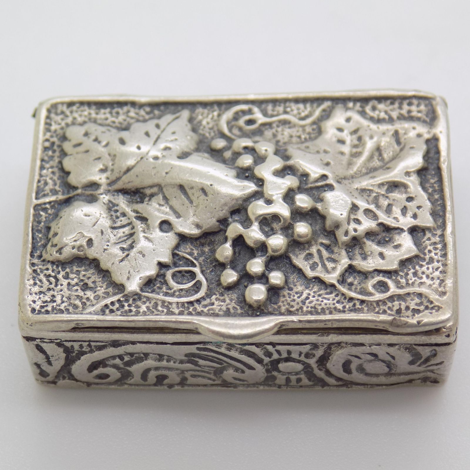 Home Decor Vintage Italian Handmade Silver Potpourri Box With Fruits, Tuscany, Italy, 1970s photo