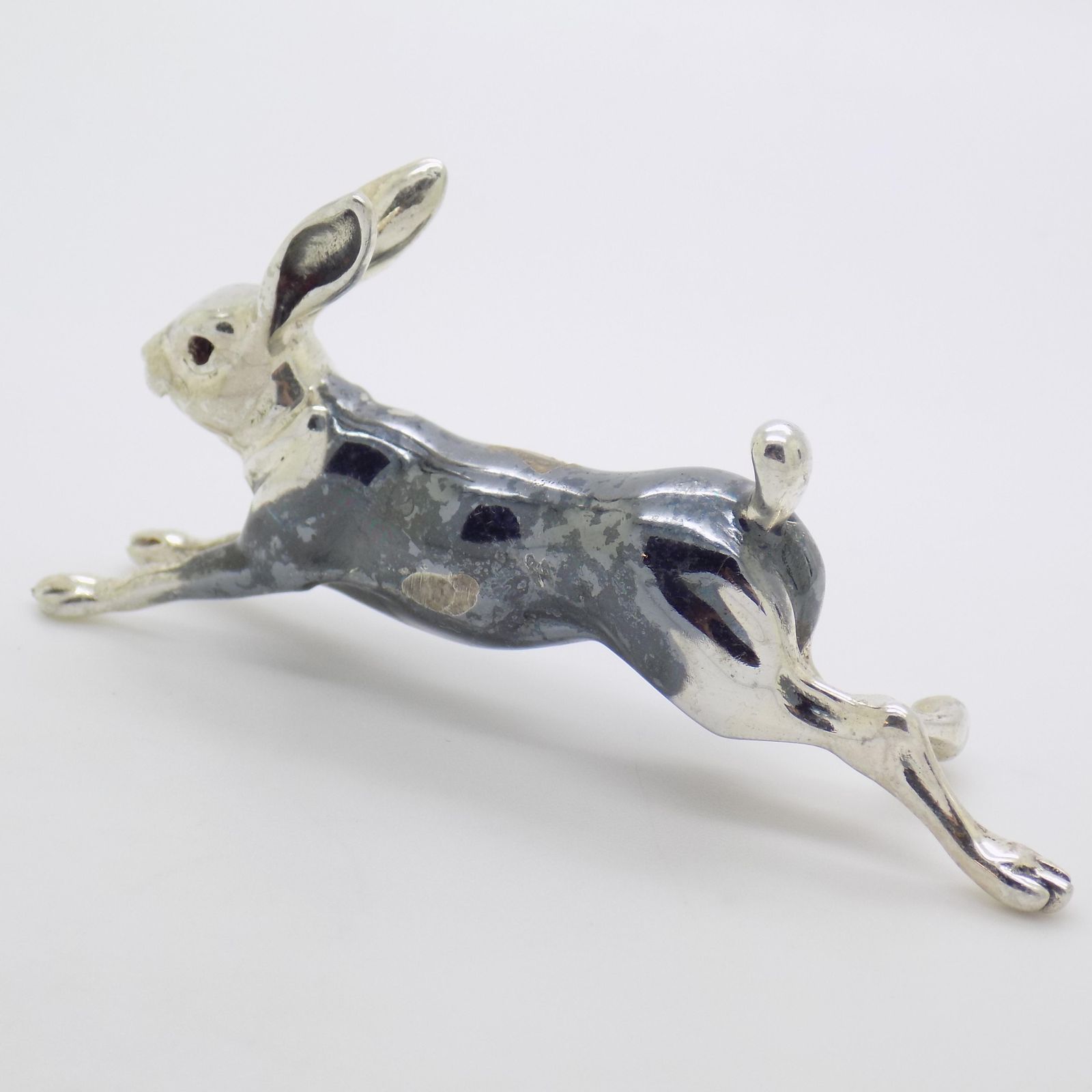 Vintage Italian Handmade Silver Running Hare Figurine, 1980s photo vinterior