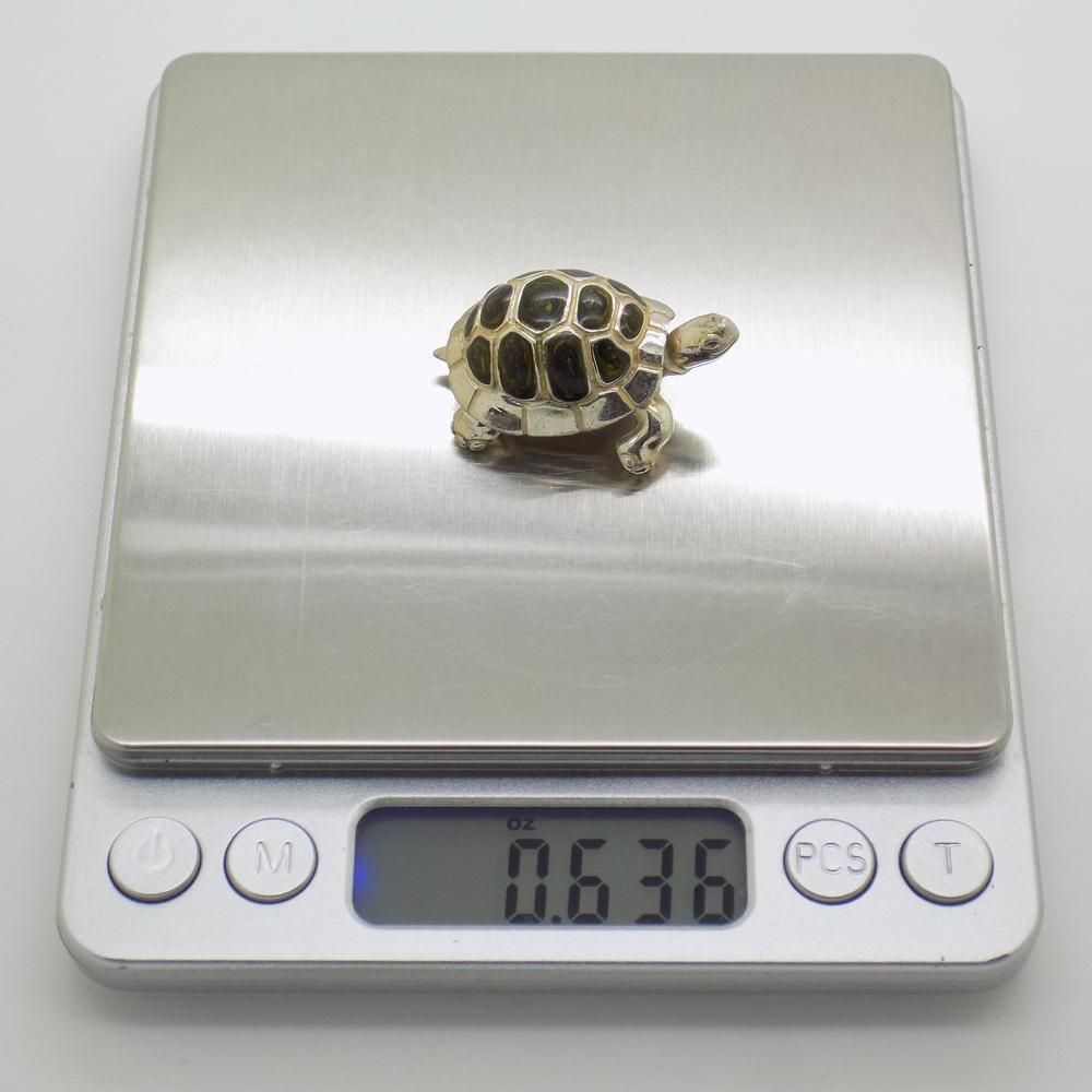 photo for sale Vintage Italian Handmade Sterling Silver 925 Enameled Turtle Figurine From Saturno, 1980s