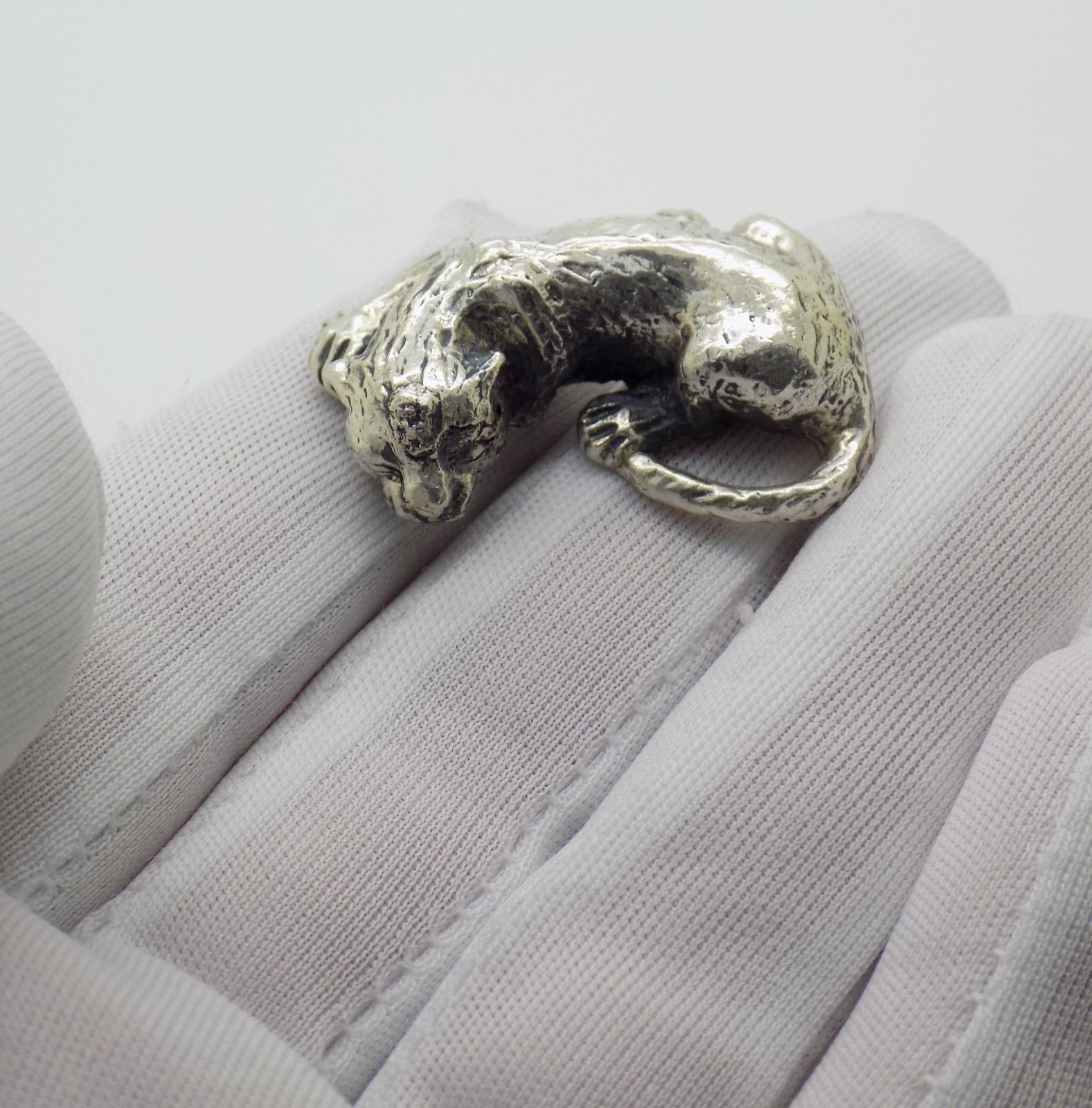 Vintage Italian Handmade Silver Sleeping Panther Figurine, Arezzo, Tuscany, Italy, 1970s photo furniture