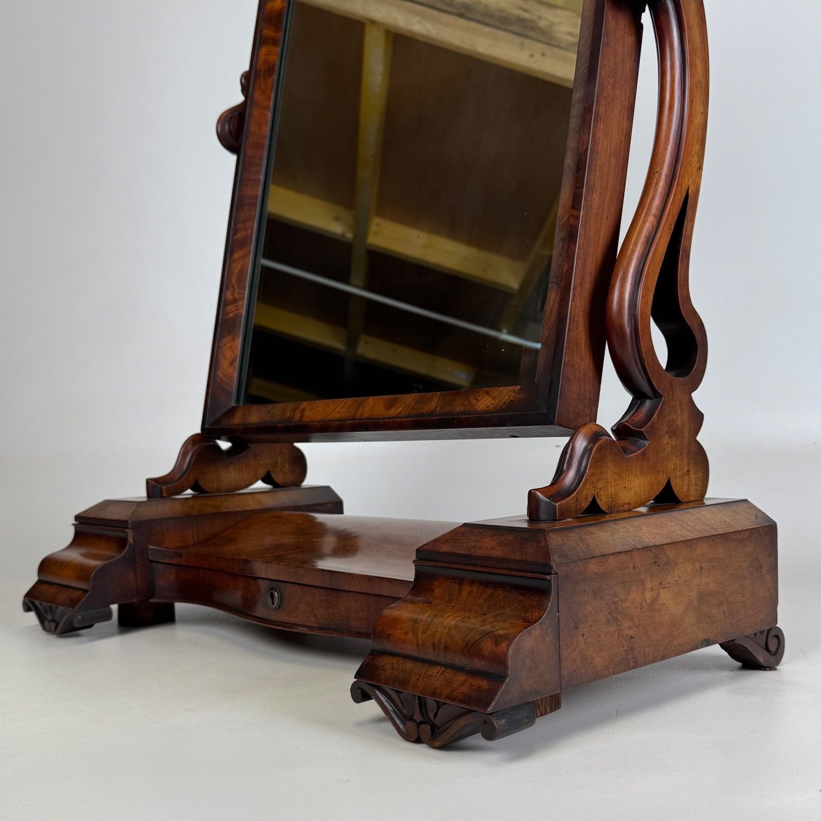 photo buy Antique 19th Century Victorian Dressing Mirror In Mahogany ( Af 5352 )