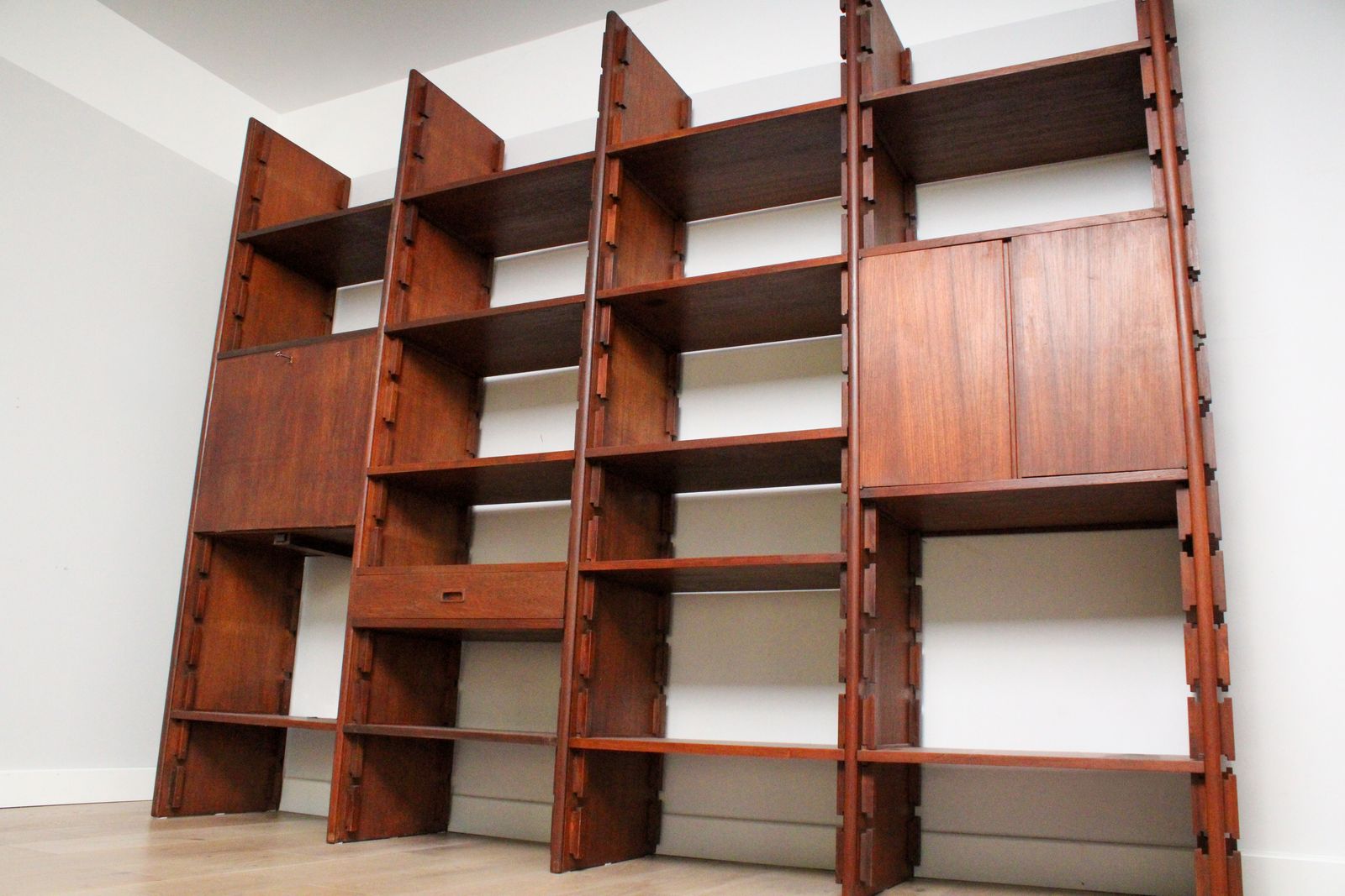 A Vintage Mid Century Teak Gianfranco Frattini Style Bookcase Room Divider  Teak photo furniture