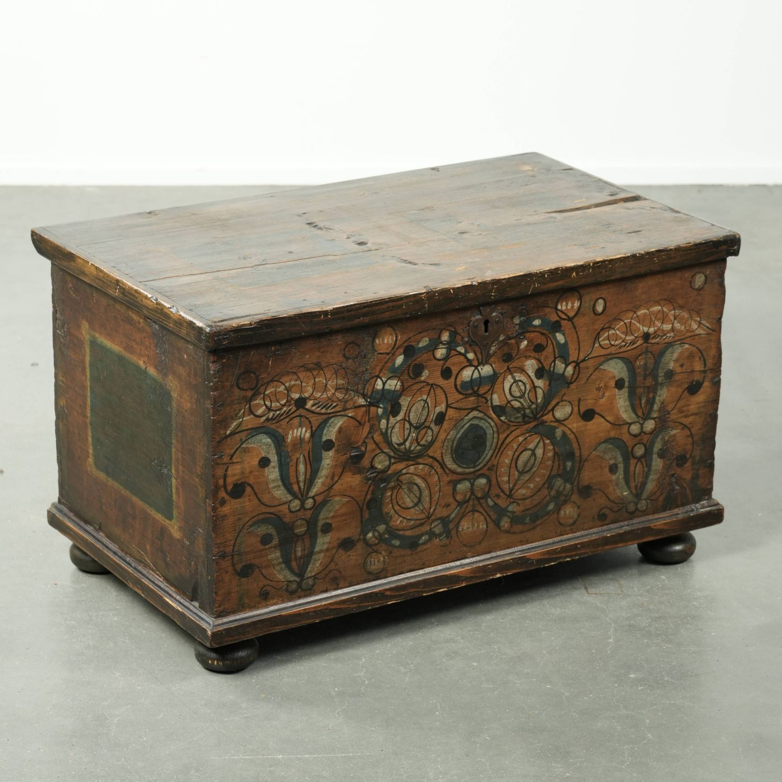 Subtle And Decorative Hand Painted Antique Austrian Bridal Chest With Character